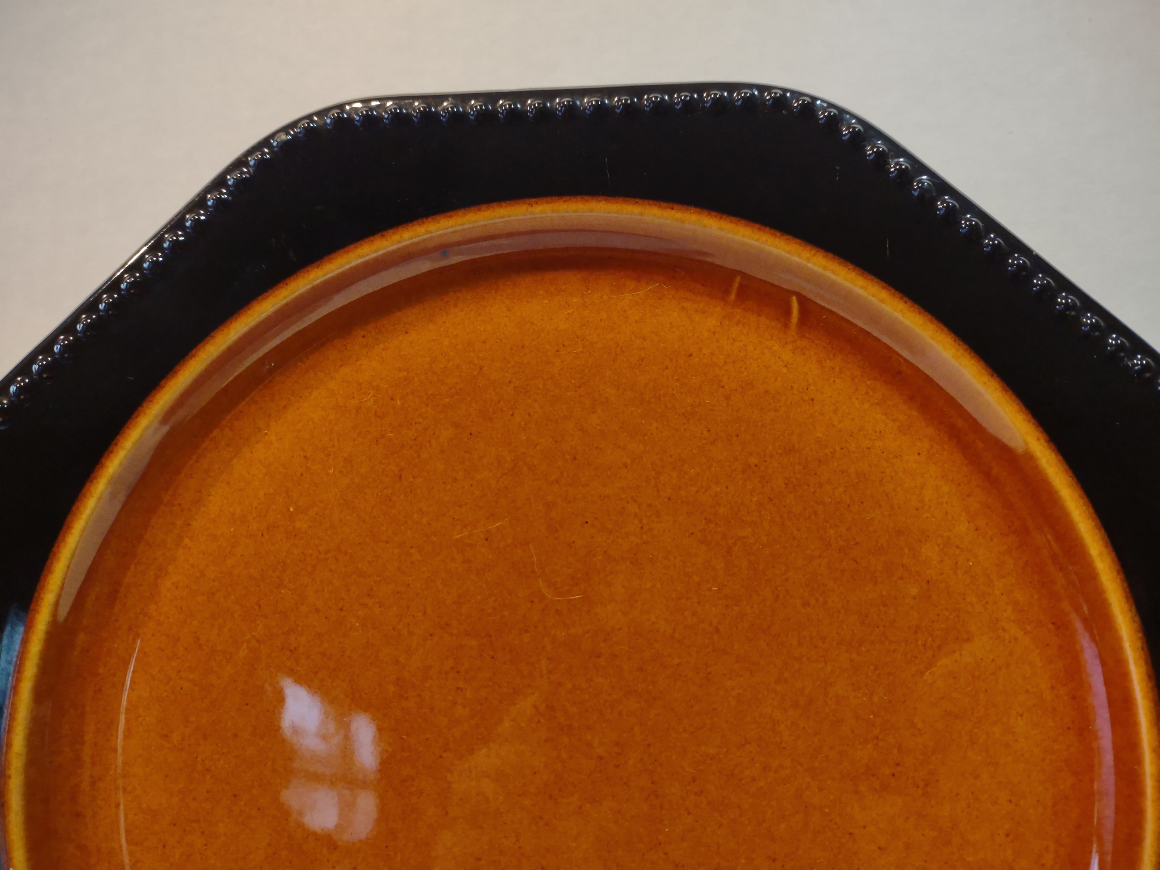 Vintage MCM Ironstone USA Amber Octagon 10" Dinner Plate x 2 Oven Proof lot 5003