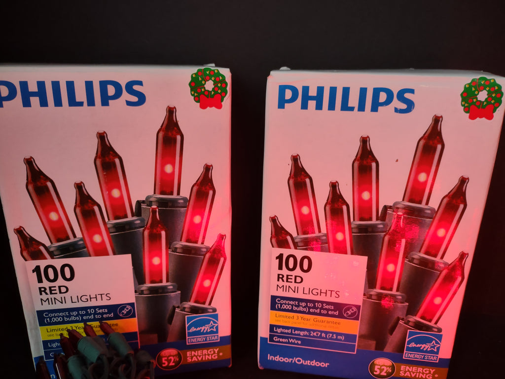 Red Christmas Mini Lights 100 x 4 Green Wire Strings (lot 3424)