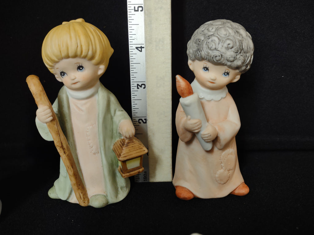 Vintage Homco Home Interiors Childrens Porcelain Pastel Nativity Set (lot 2427)