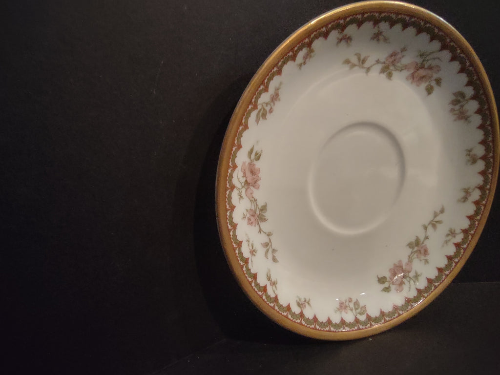 Haviland Limoges French Chic Rose Maroon Green Saucer ONLY (lot 1091)