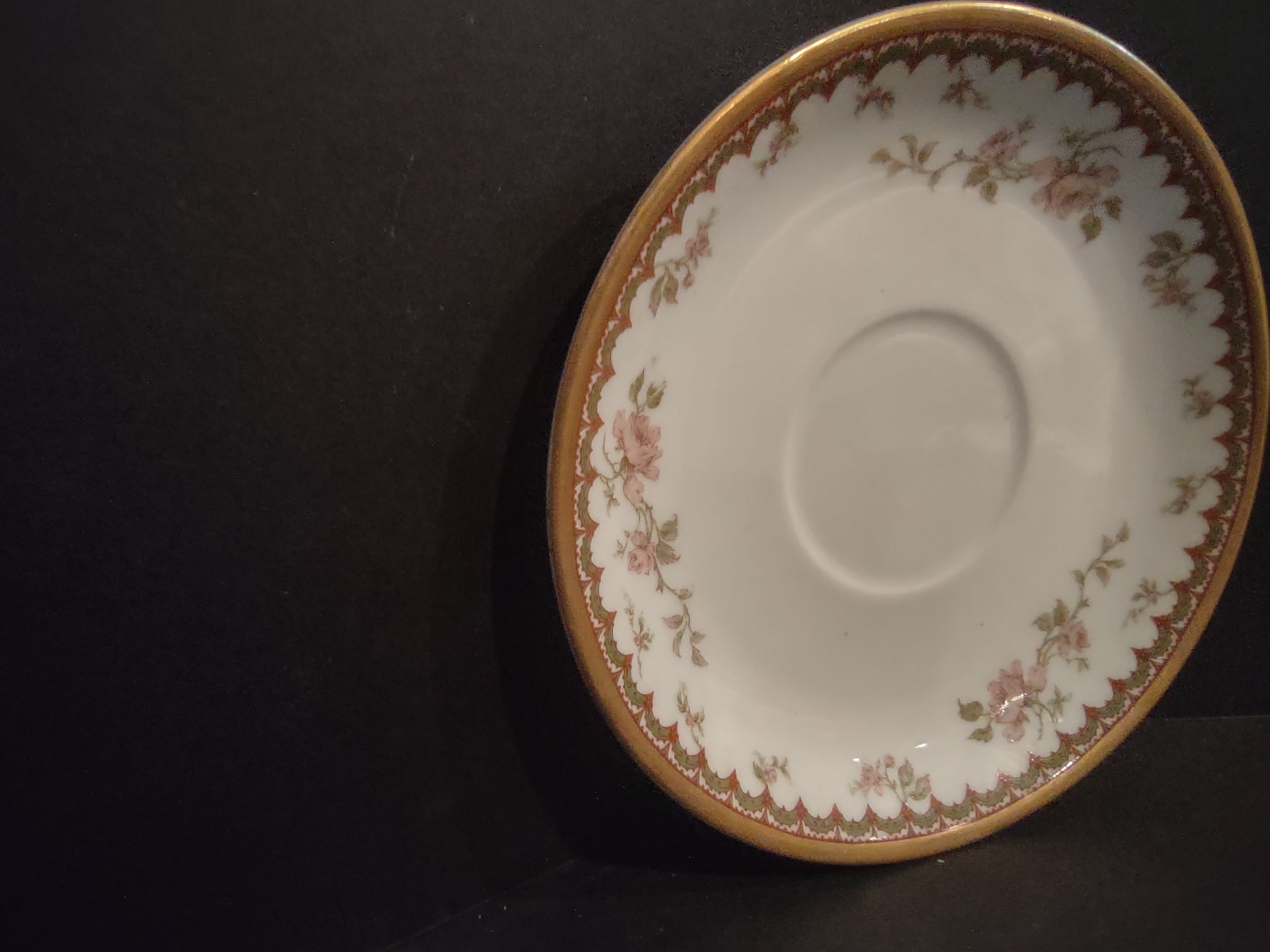 Haviland Limoges French Chic Rose Maroon Green Saucer ONLY (lot 1091)