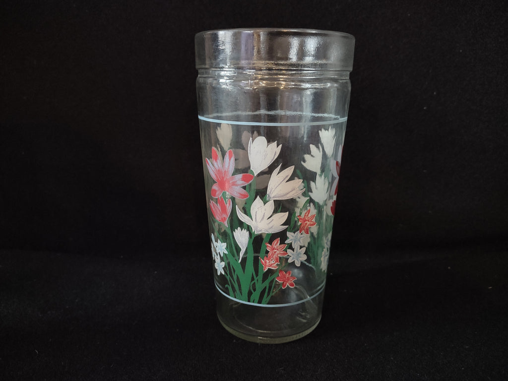 Vintage Anchor Hocking 6" Juice Glass Tumbler x 3 Spring Flower (Lot 5120)