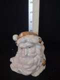 Vintage Ceramic Christmas White Gold Sparkle 3" Santa Cracker Barrel (Lot 4553)