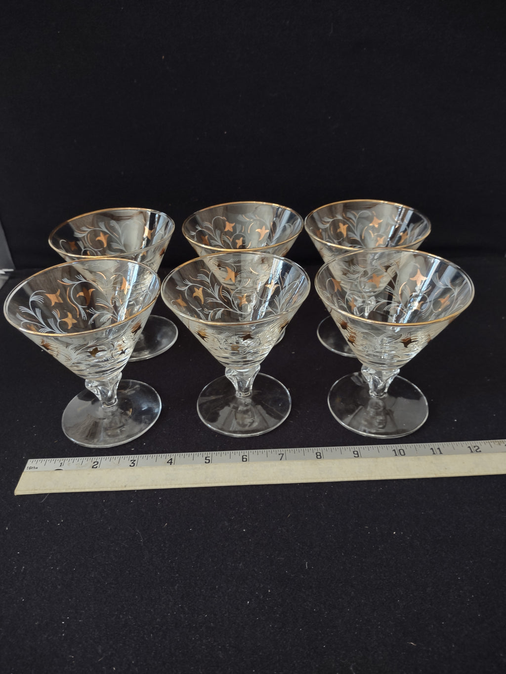 Vintage Libbey Royal Fern Champagne Gimlet Sherbet Glasses Set Of 6 (Lot 3779