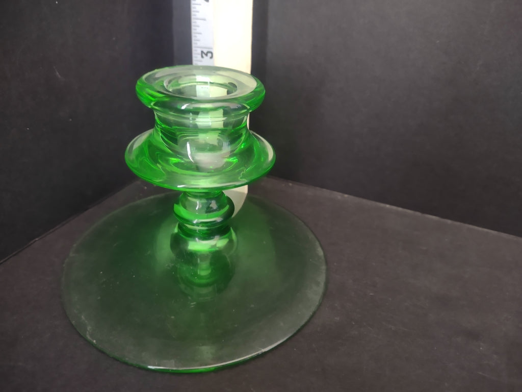 Uranium Vaseline Glass Glows Green Candle Holder (lot 2711)