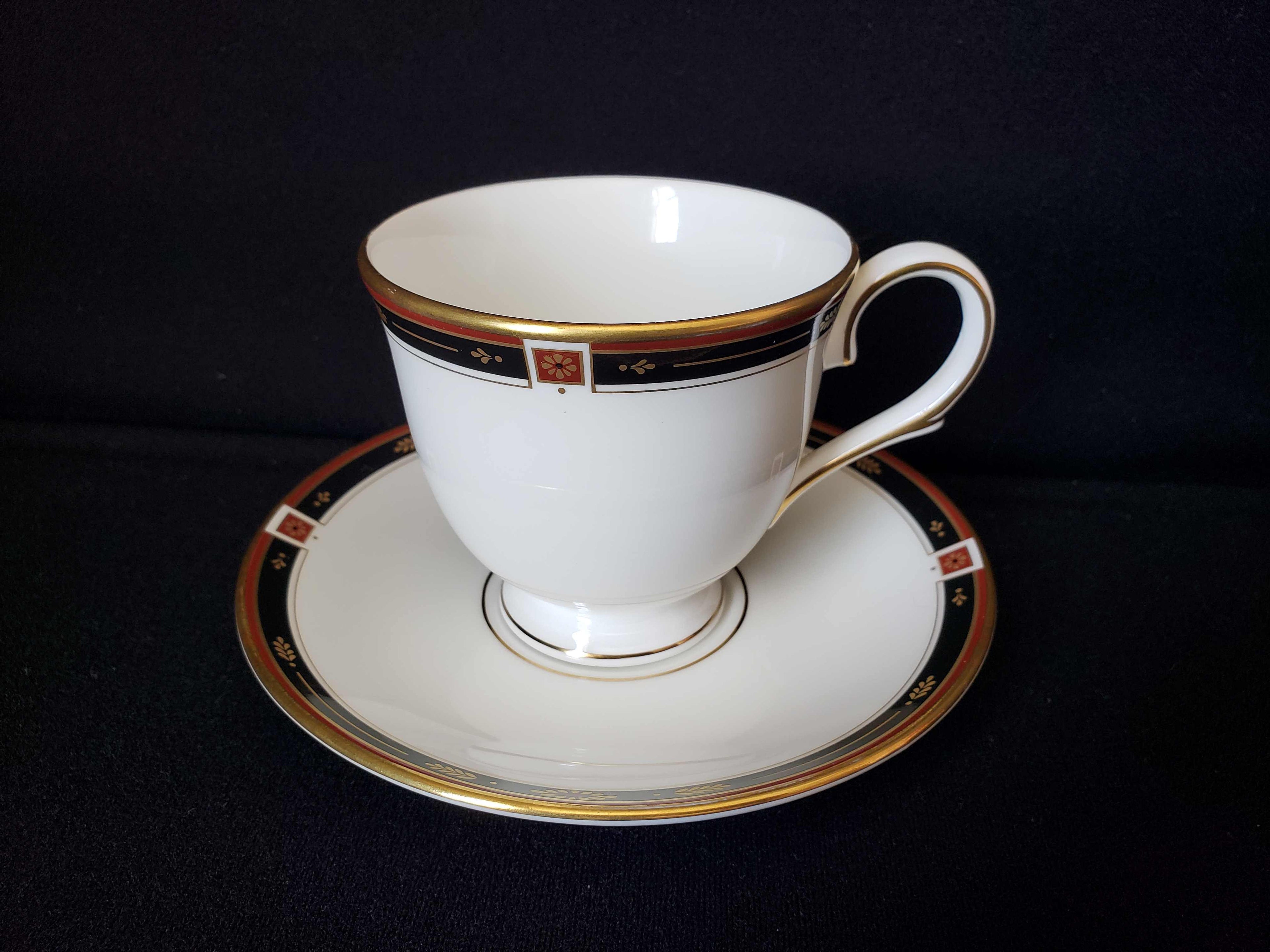Vintage Lenox Regency Black Tea Cup with Saucer (lot 1934)