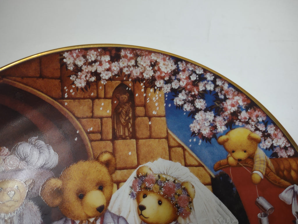 Vintage Wall Plate Franklin Mint Teddy Bear Wedding (lot 2787c)