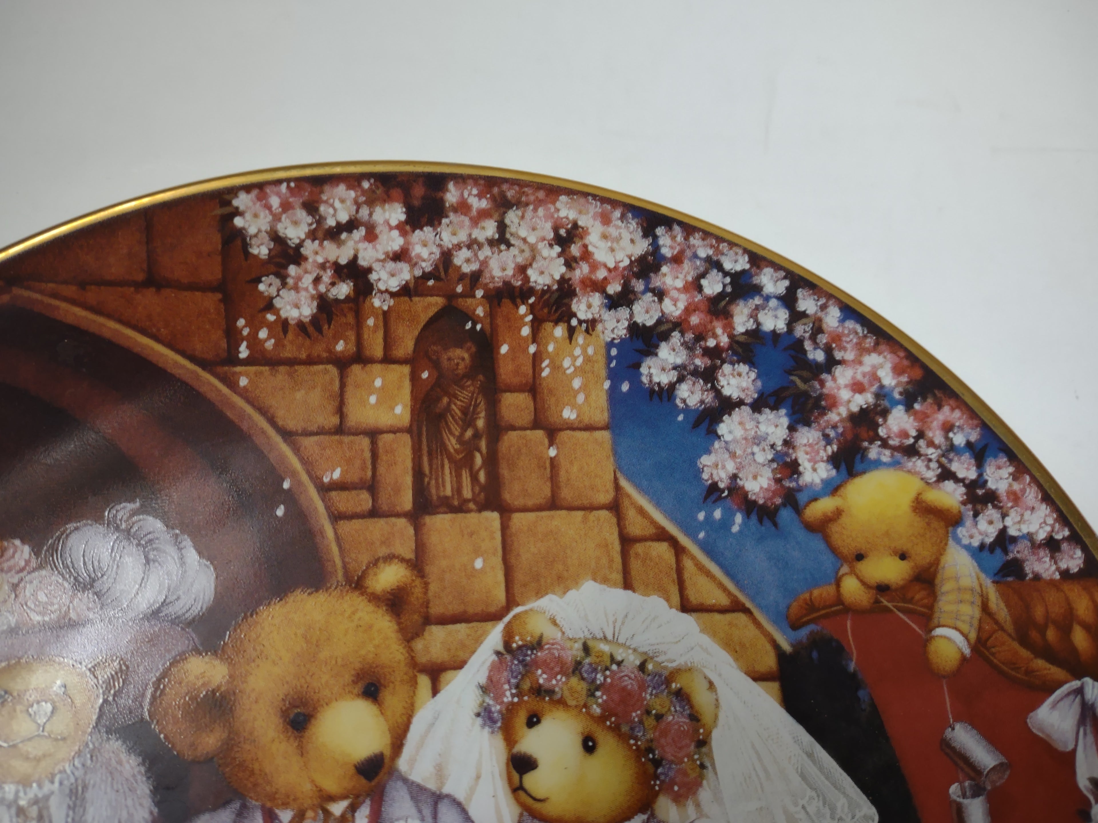 Vintage Wall Plate Franklin Mint Teddy Bear Wedding (lot 2787c)