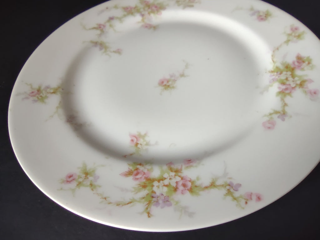 Haviland Limoges Dessert/Salad Plate Rose White Purple Flower Moss (lot 897)
