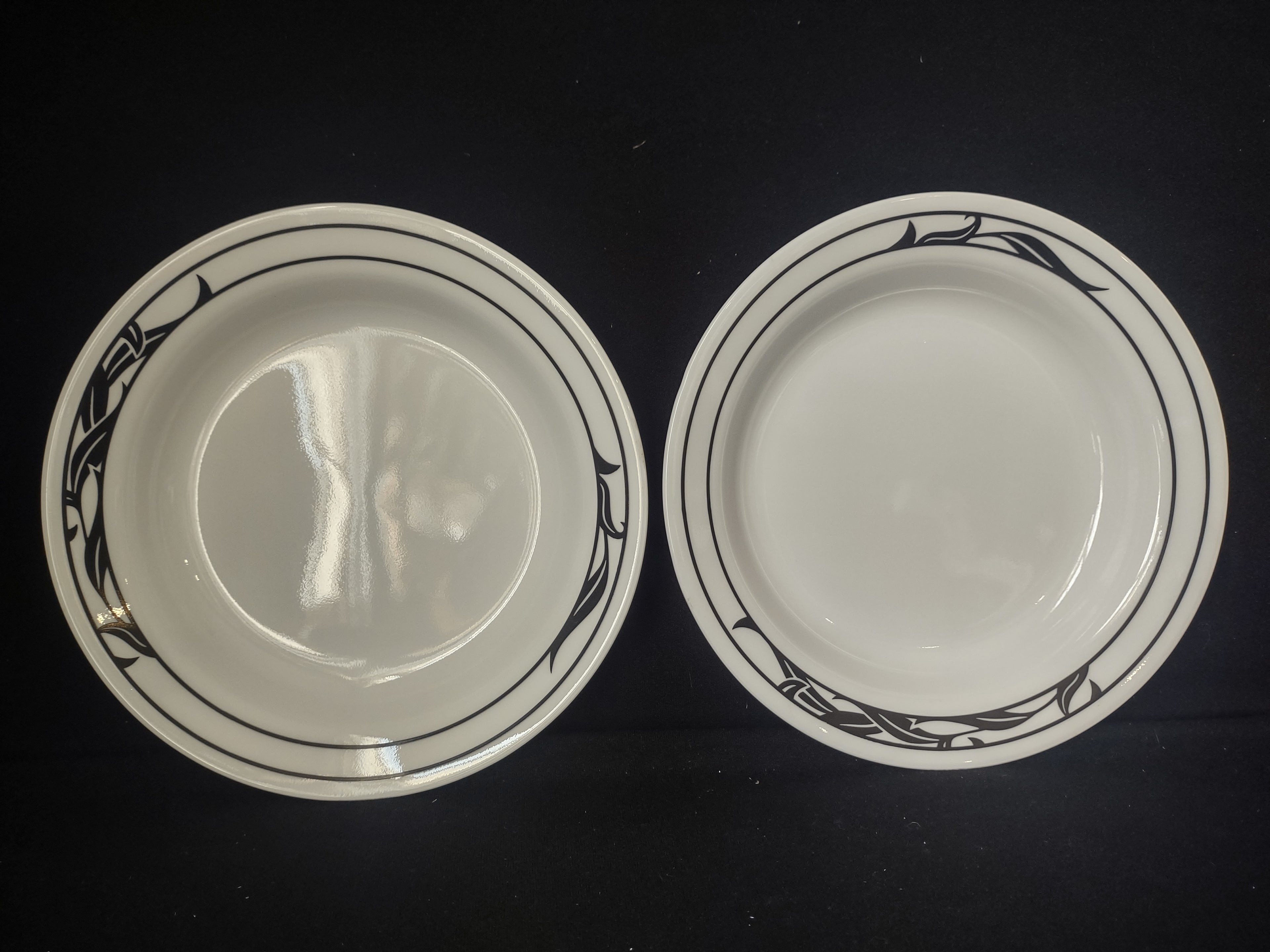 Corelle x 2 LYRICS Bowl Flat Rim Pasta Soup Black Tulip Floral Spray (lot 2791c)