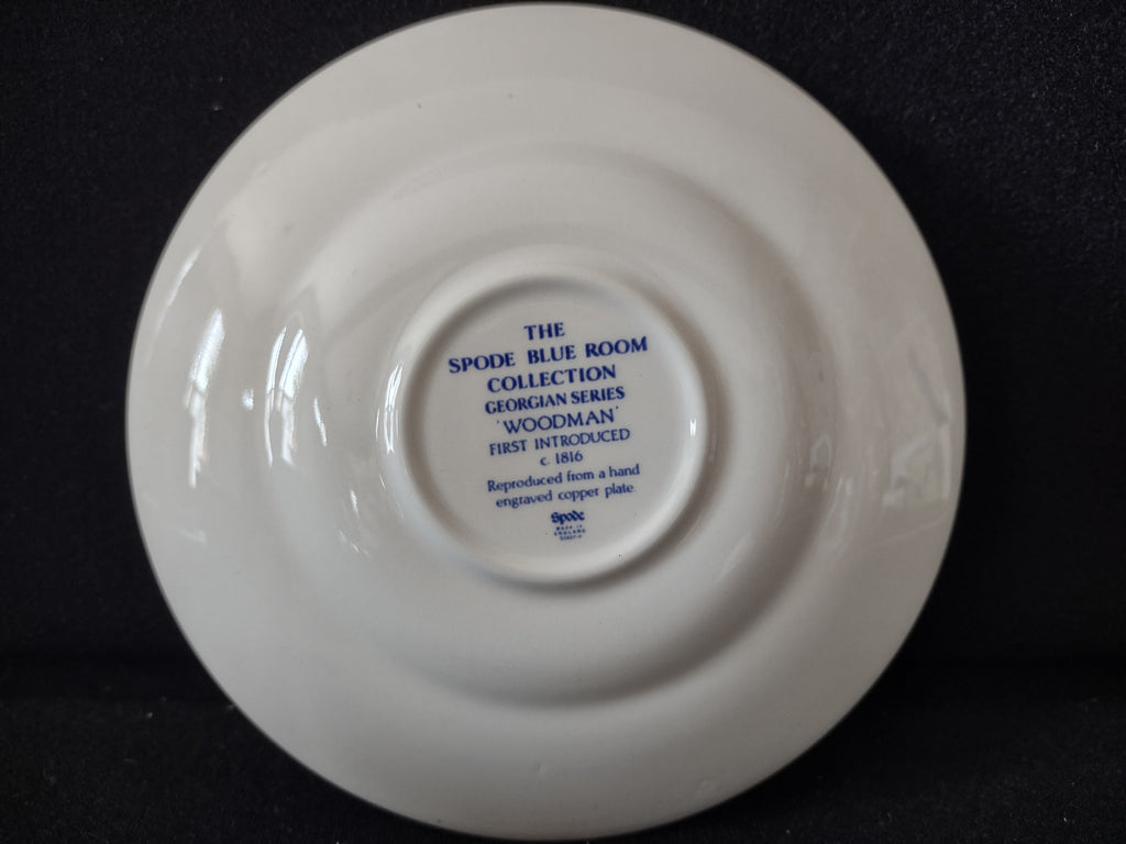 Spode Blue & White Room Teacup Woodman Vintage English Transferware (lot 5847)