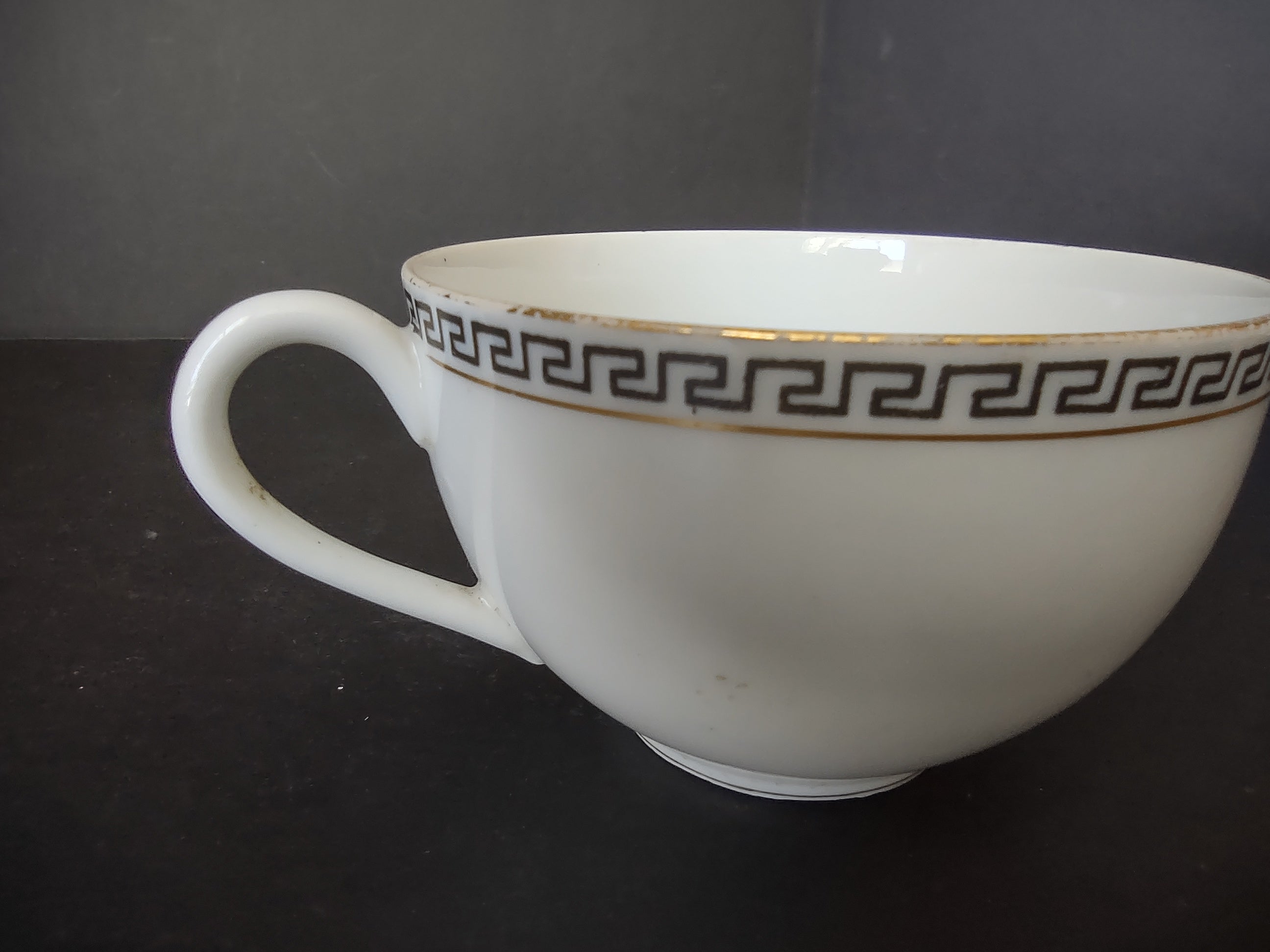 T & V Limoges France Tea Cup ONLY Gold Black Decor (lot 1066)