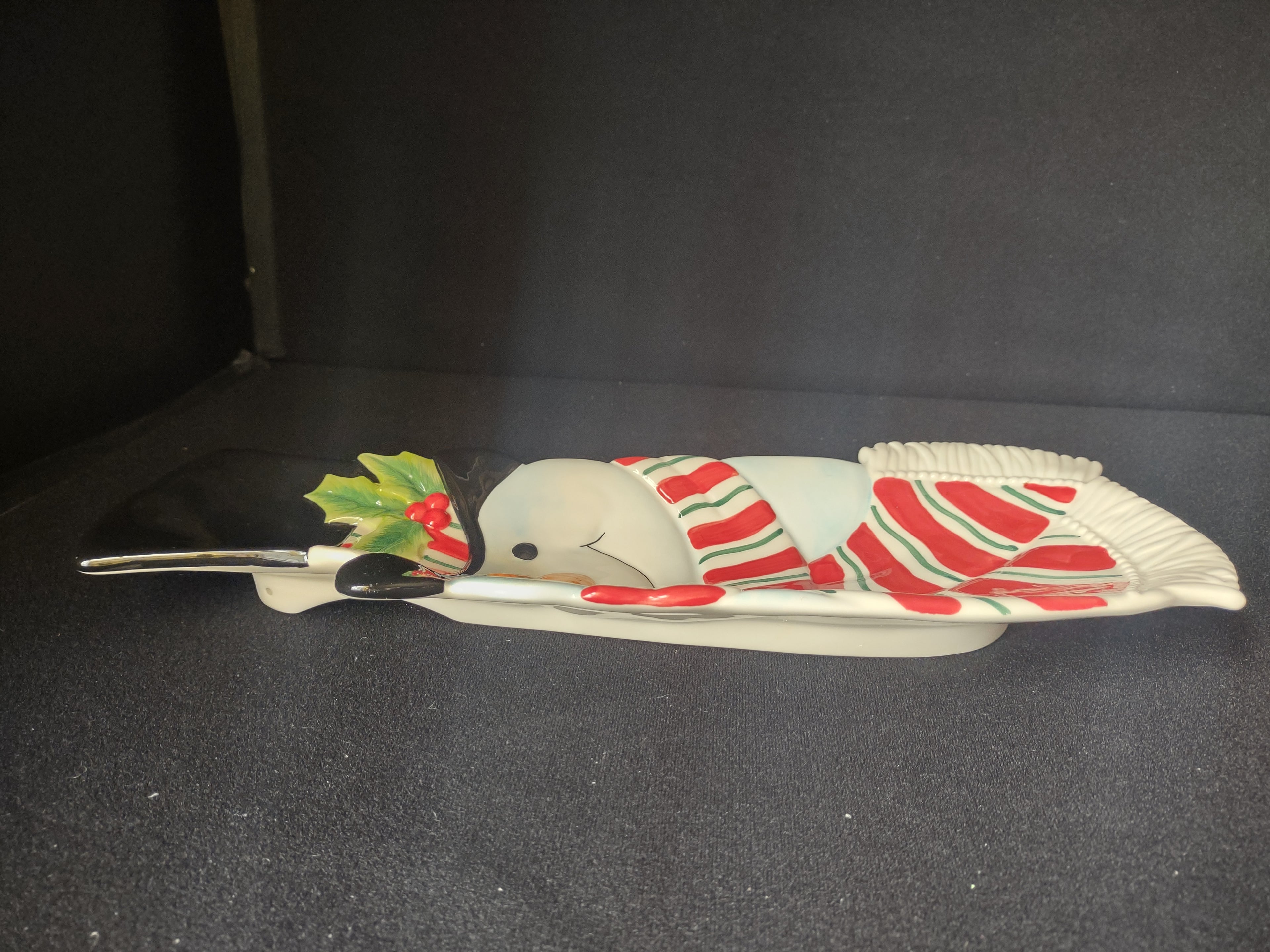 Fitz and Floyd Holiday Christmas Snack Therapy Snowman Server (lot 1532)