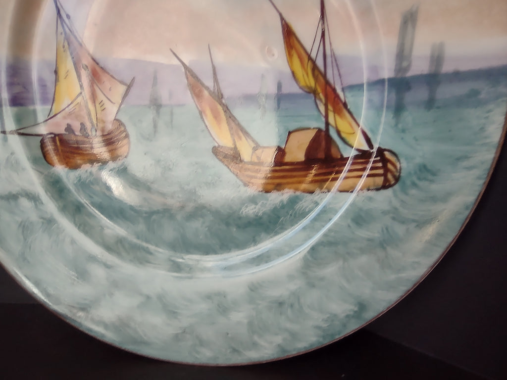 Limoges France Cabinet Plate Boats Design 10-1/4" (lot 1115)