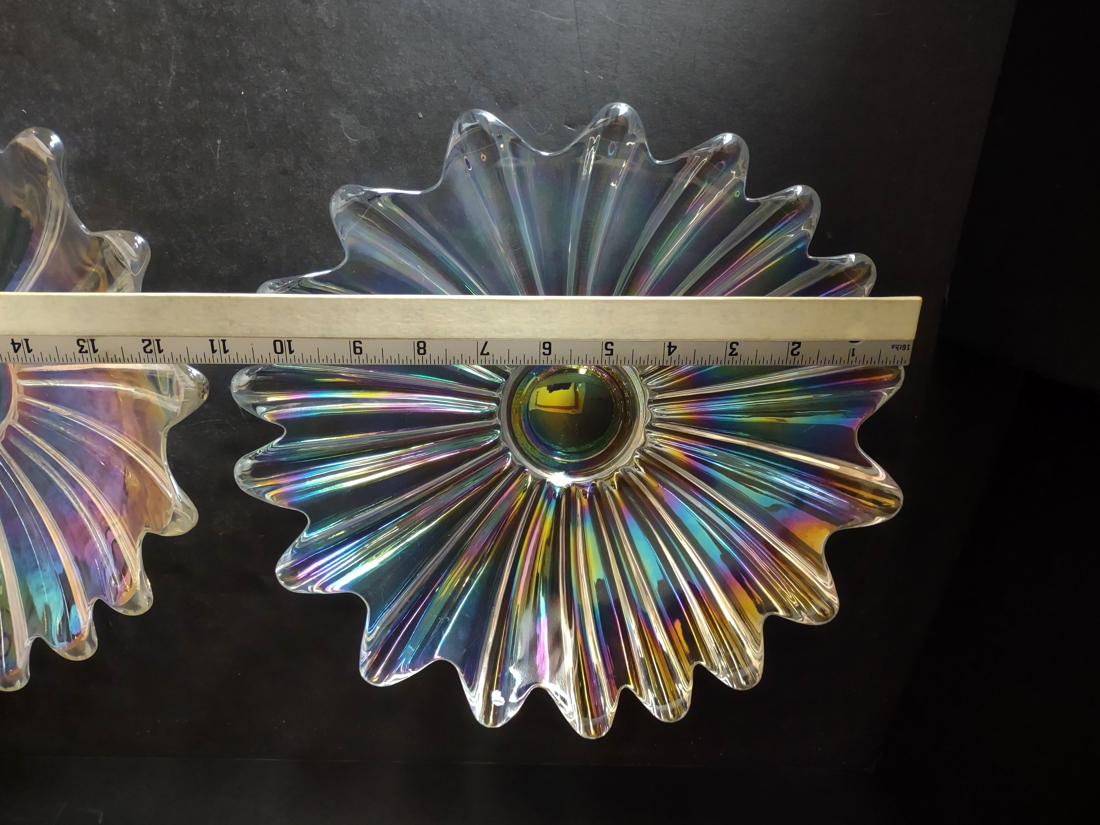 Vintage Set Federal Flower Bowl / Dish Carnival iridescent Celestial (lot 2599c)