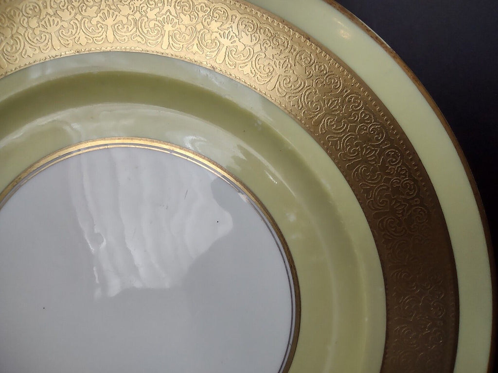Haviland USA Heavy Ornate Gold Trim Yellow Dinner Charger Plate 10-7/8" (lot 721