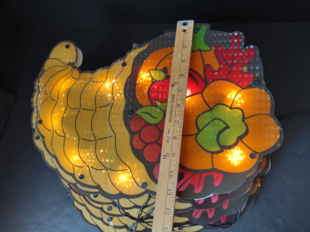 Thanksgiving Cornucopia x 6 Holographic Light Up Window IMPERFECT (lot 3276j)