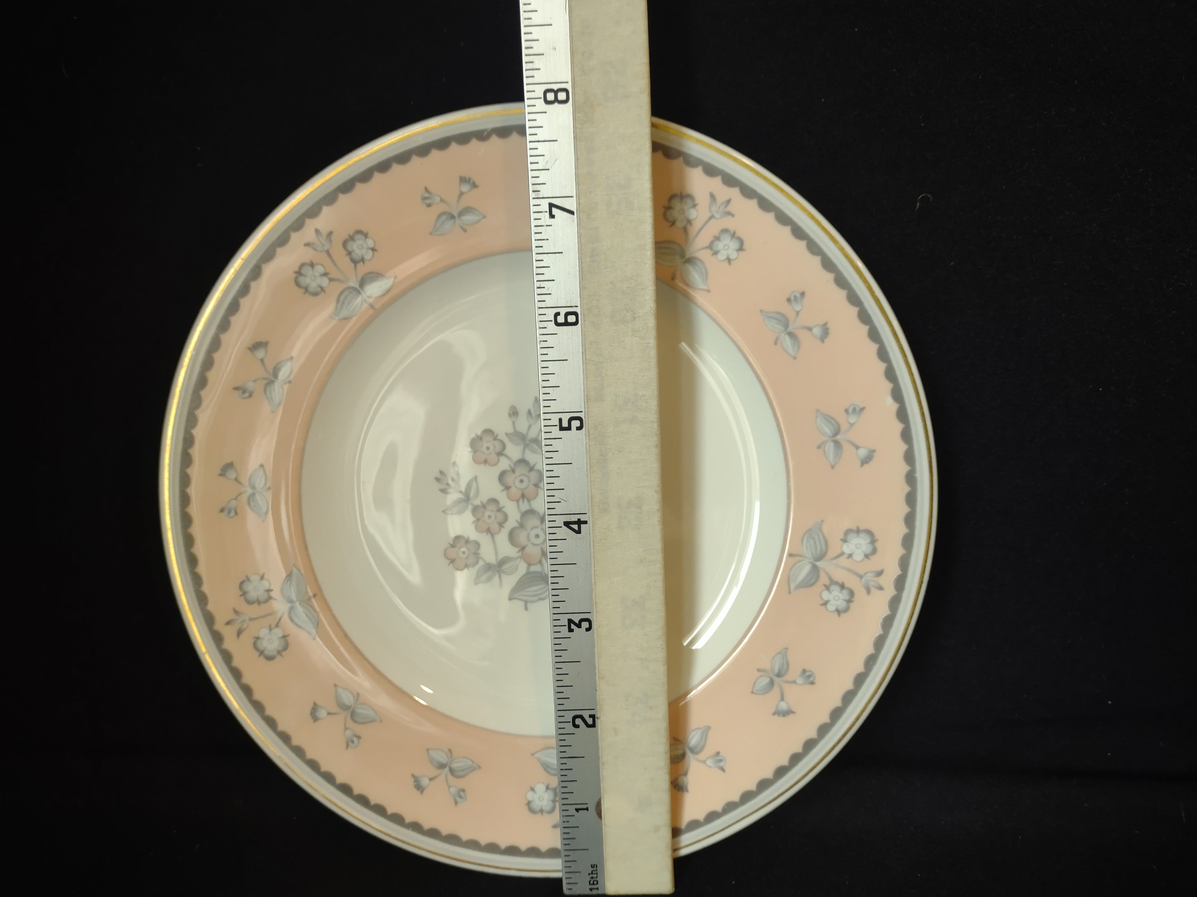 Wedgwood Pimpernel Pink Salad/Dessert Plate 8" Green Stamp (lot 2762)
