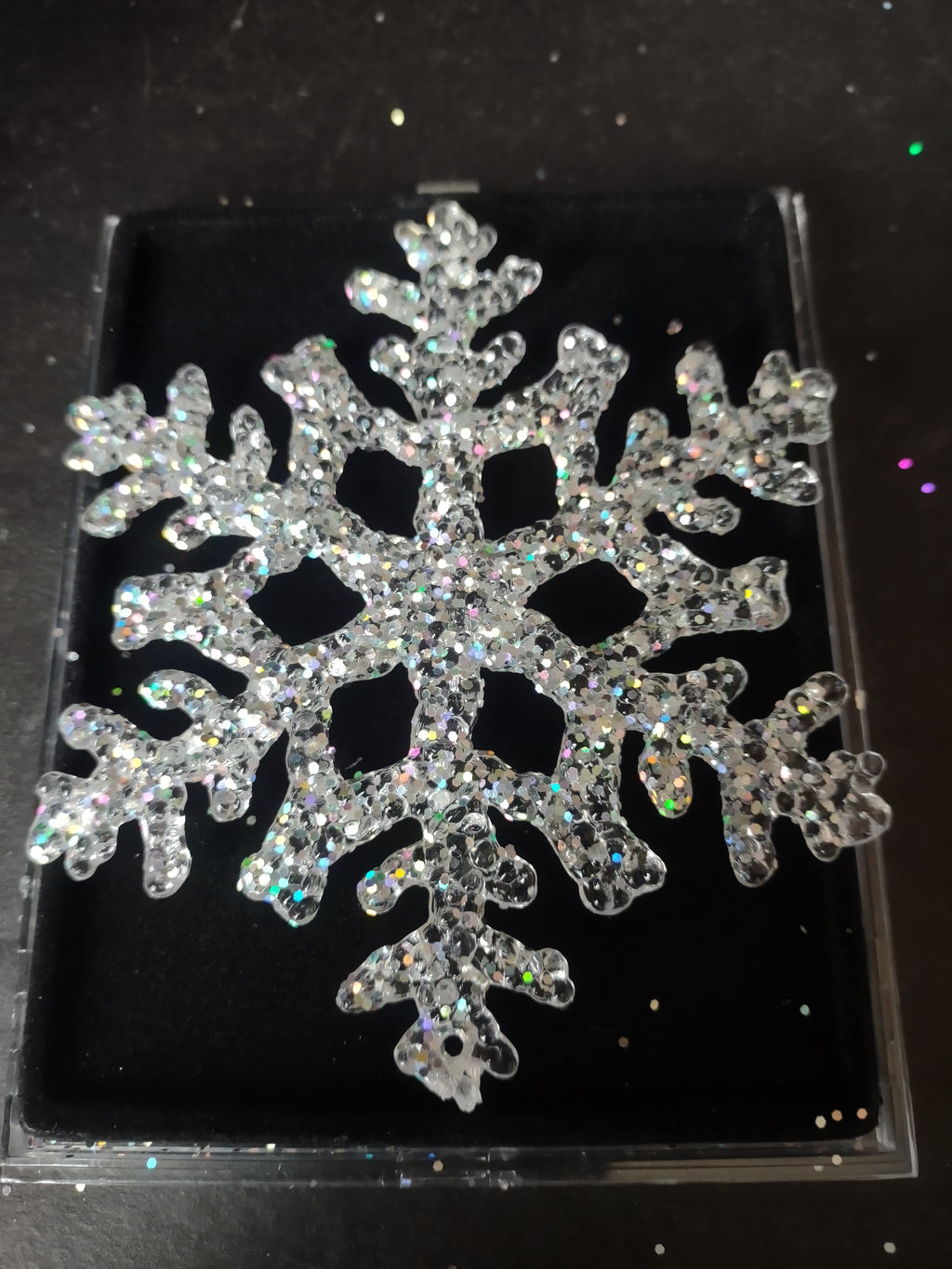Christmas Ornament Snowflake x 12 VERY Glittery 4" (lot 3350)