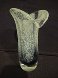 Vintage Teleflora hand blown Waterfall Vase blue green Confetti Glass (lot 2510c