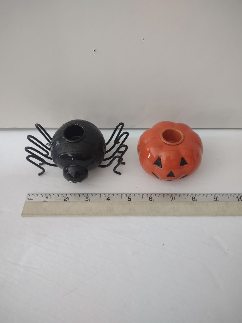 Halloween Spider And Jack O Lantern Taper Candle Holders (Lot 3371)