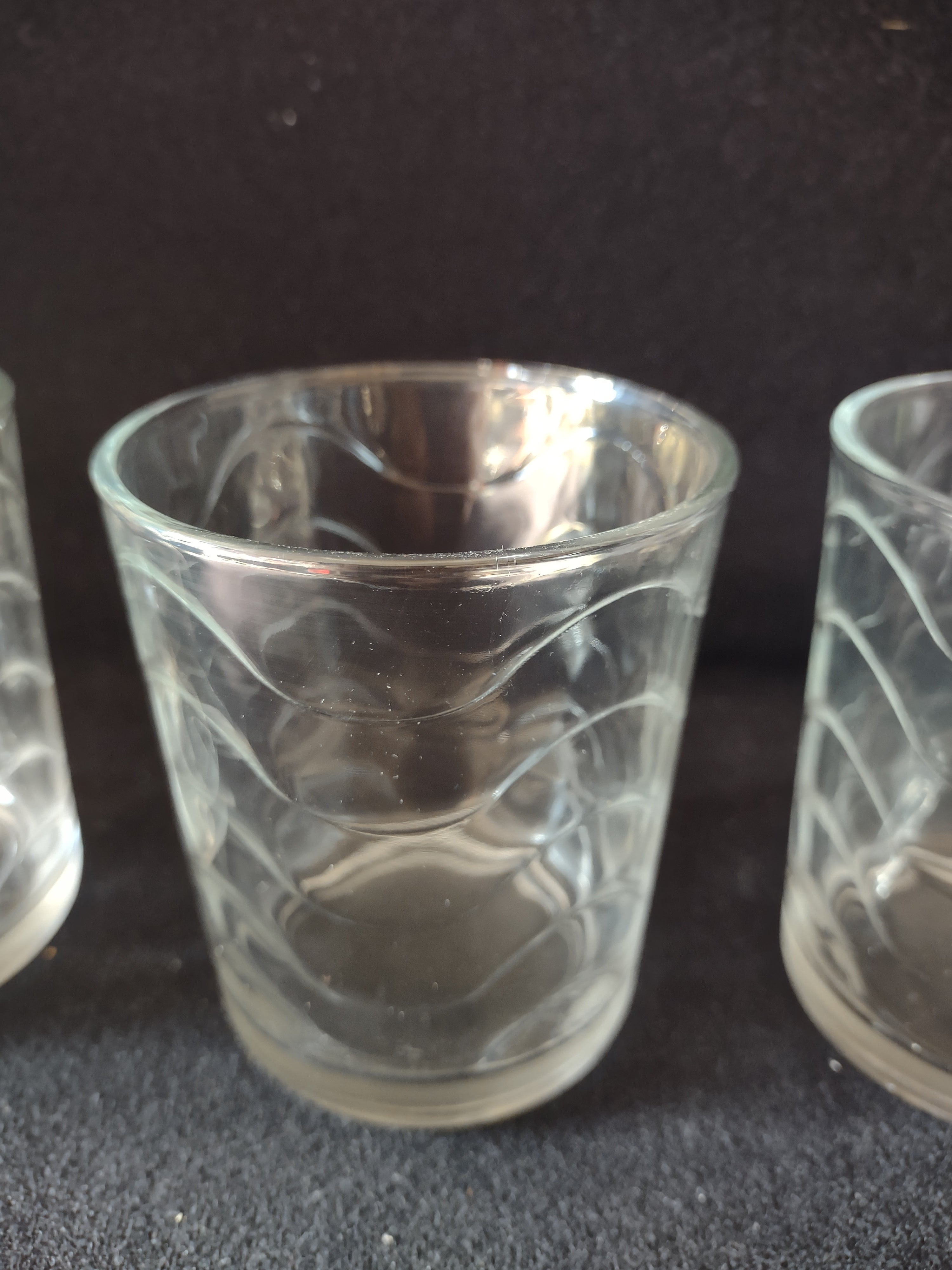 Vintage MCM Waves Drinking Tumbler x 5 Clear Glass (lot 5172)
