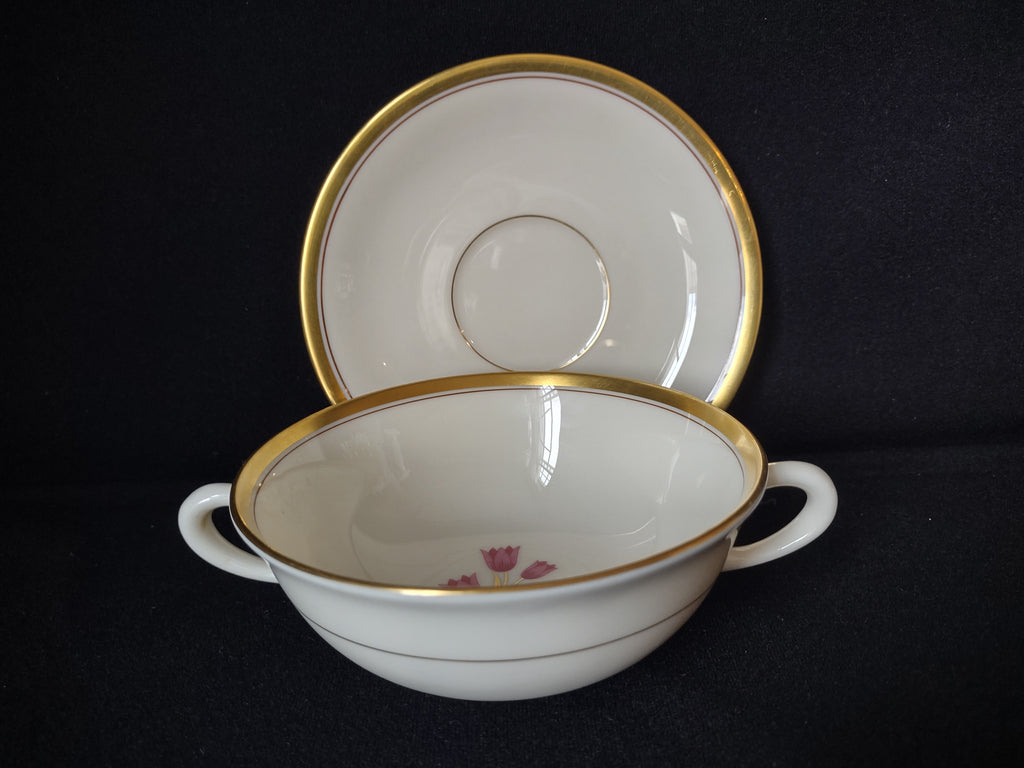 Vintage Lenox Bradford Tulips Gold Trim Bouillon Cup with Liner (lot 1828)