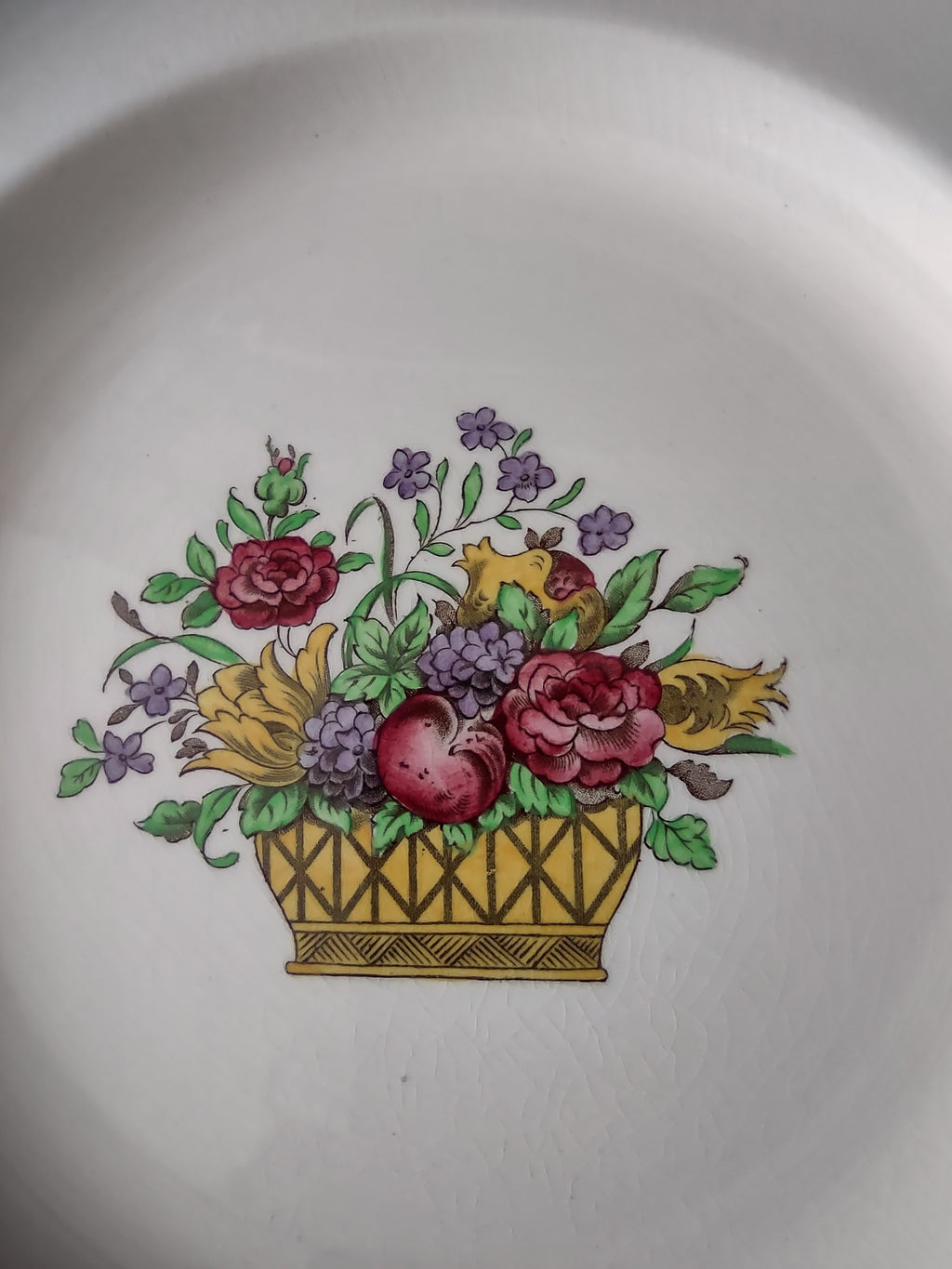 Vintage Copeland Late Spode Dinner Plate Flower Basket Ironstone x 2 (Lot 5808)