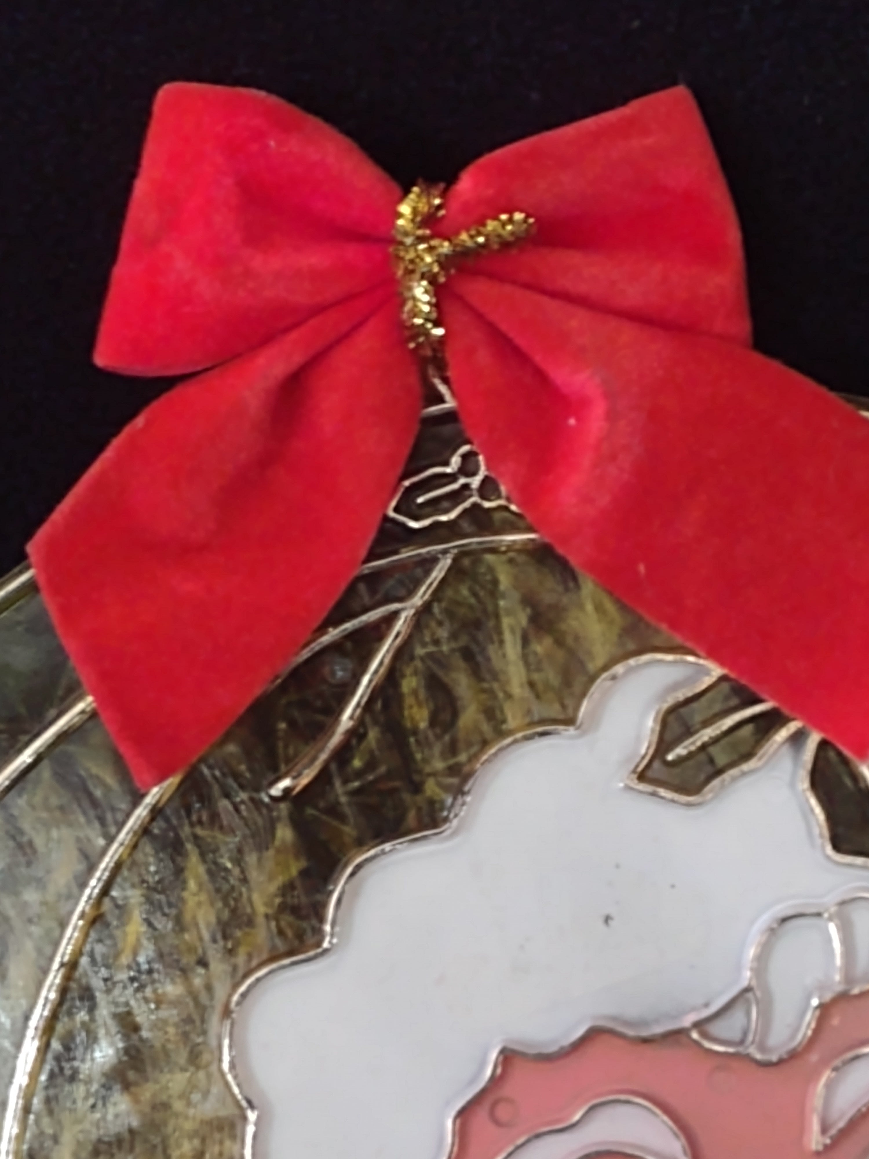 Vintage Christmas Santa Claus Head Stained Plastic Window Hanging X 2 (Lot 4529)