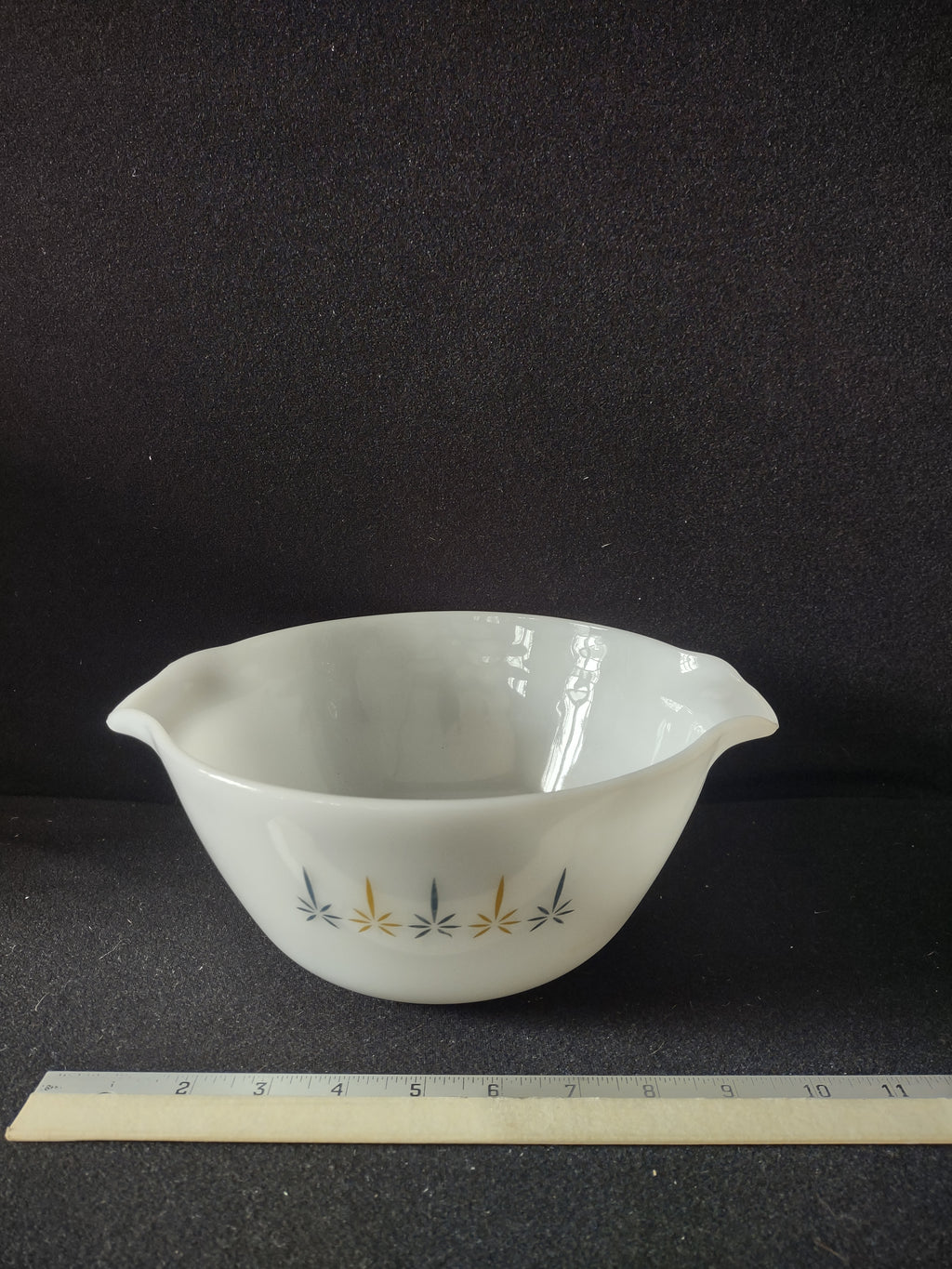 Vintage Fire King Milk Glass Casserole Dish Candle Glow Blue Gold (Lot 5126)