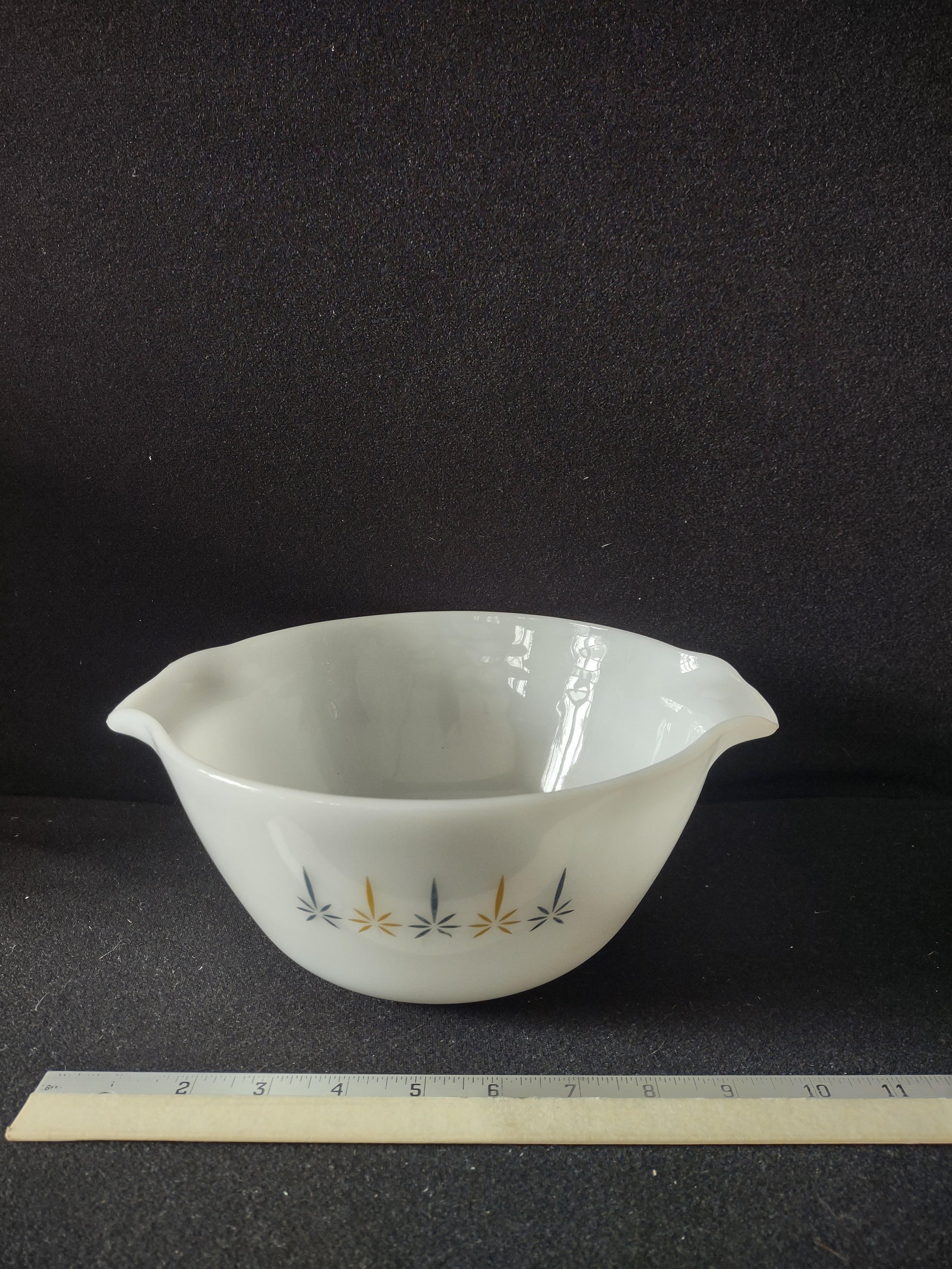 Vintage Fire King Milk Glass Casserole Dish Candle Glow Blue Gold (Lot 5126)