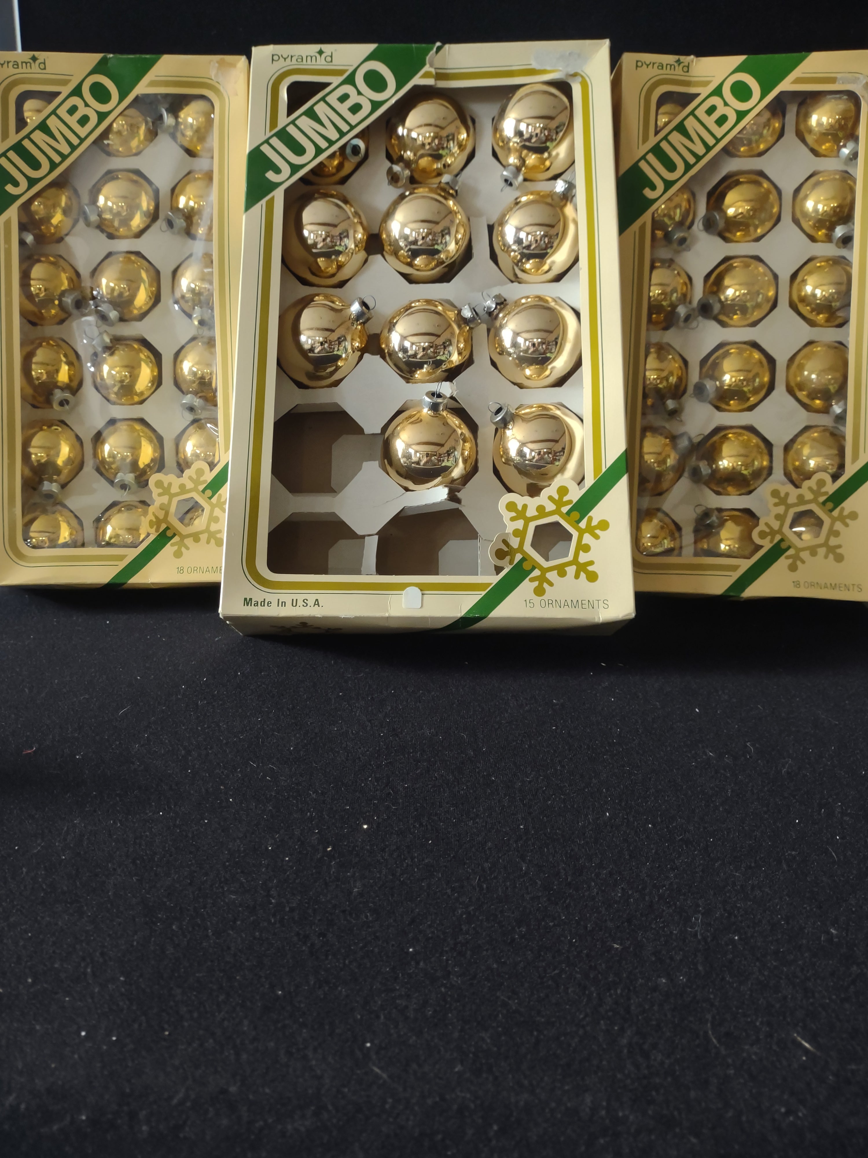 Vintage Christmas Pyramid Gold Ornament Original Box 36 Small 11 Large (Lot 4627
