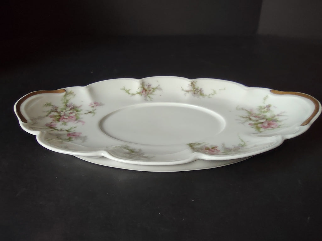 Haviland Limoges Gravy Bowl UNDERPLATE ONLY White Cabbage Rose Moss (lot 911)