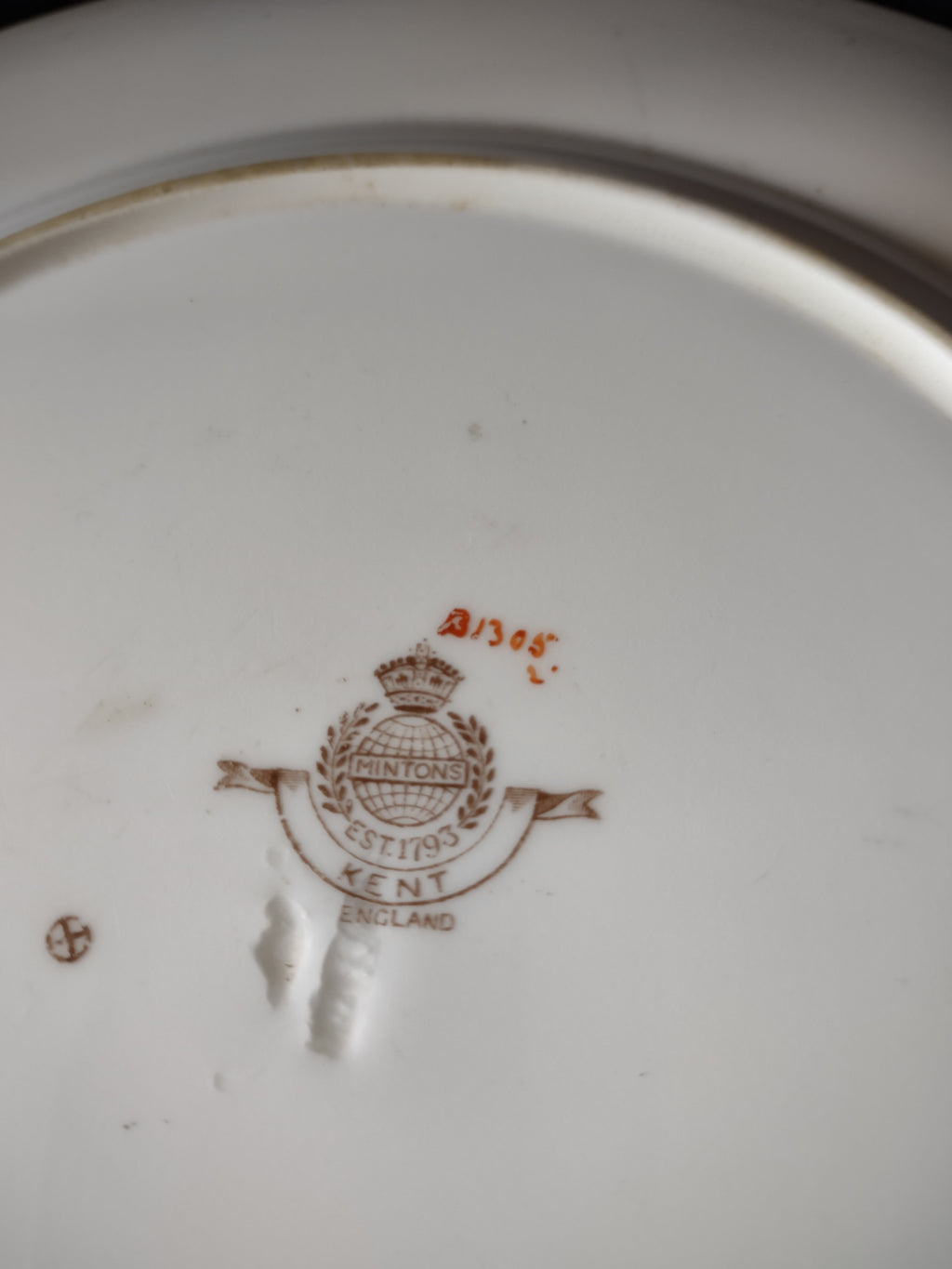 Vintage Minton Kent Dinner Plate Bone China Green Turquoise Brown (Lot 5456)