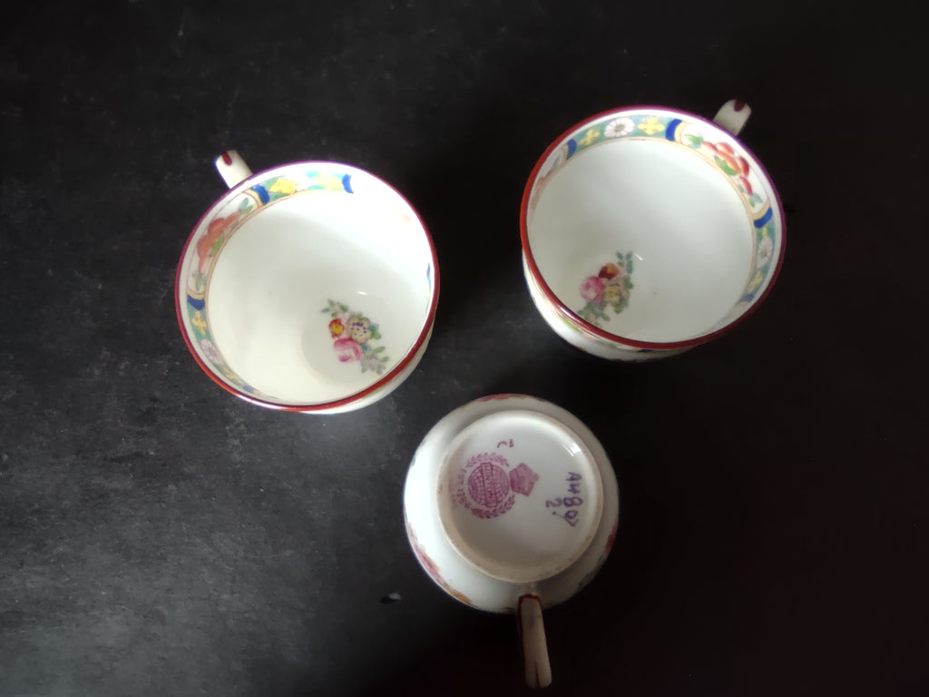 Vintage Minton Rose Garland Swag Demitasse Cup x 3 Bone China England (lot 5481)