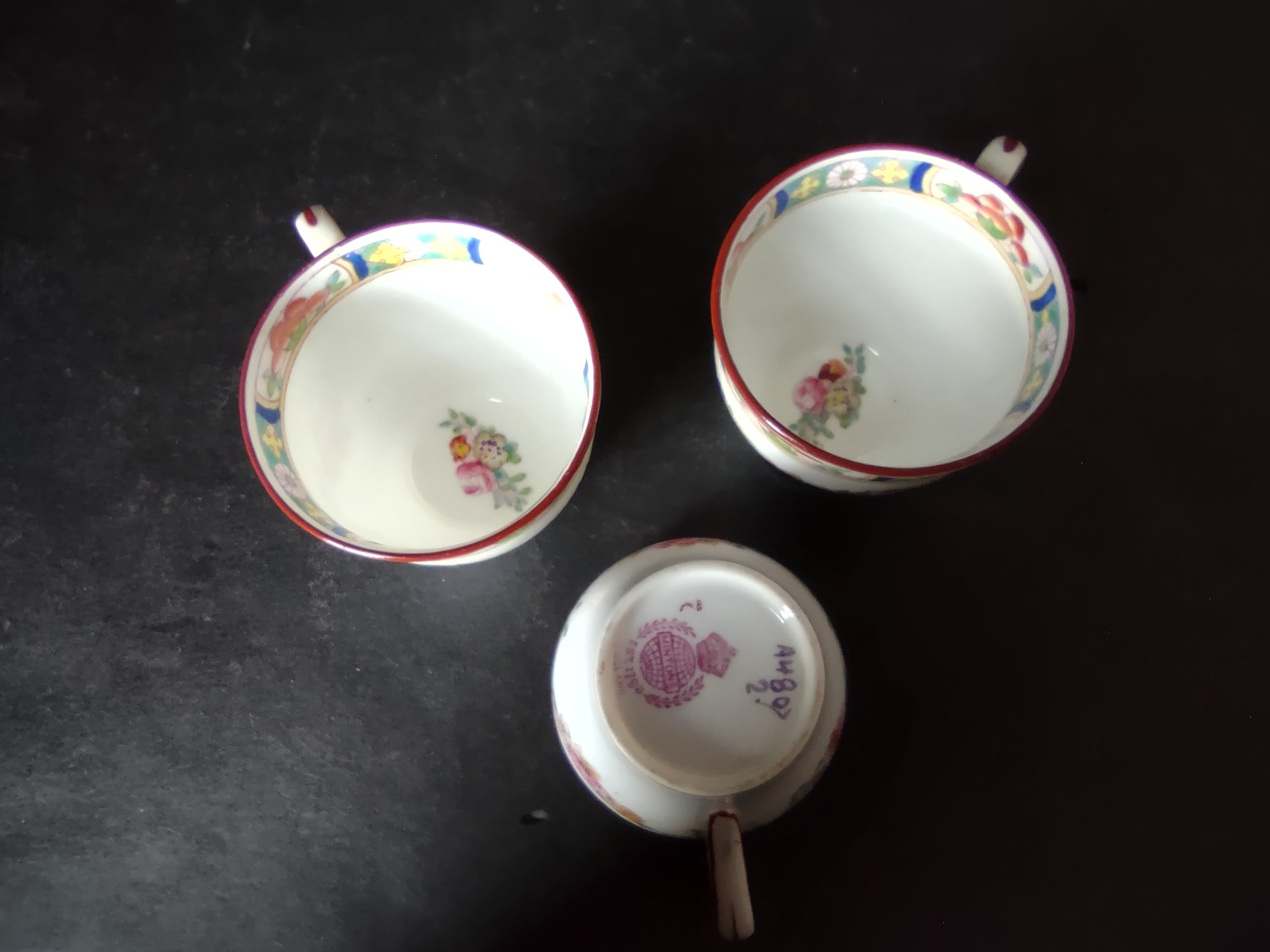 Vintage Minton Rose Garland Swag Demitasse Cup x 3 Bone China England (lot 5481)