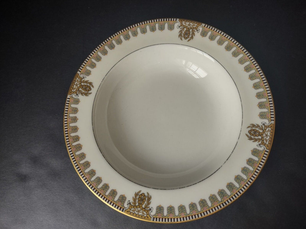 Haviland Limoges Gold Black Pink Turquoise Flower Trim Soup Bowl (lot 663)