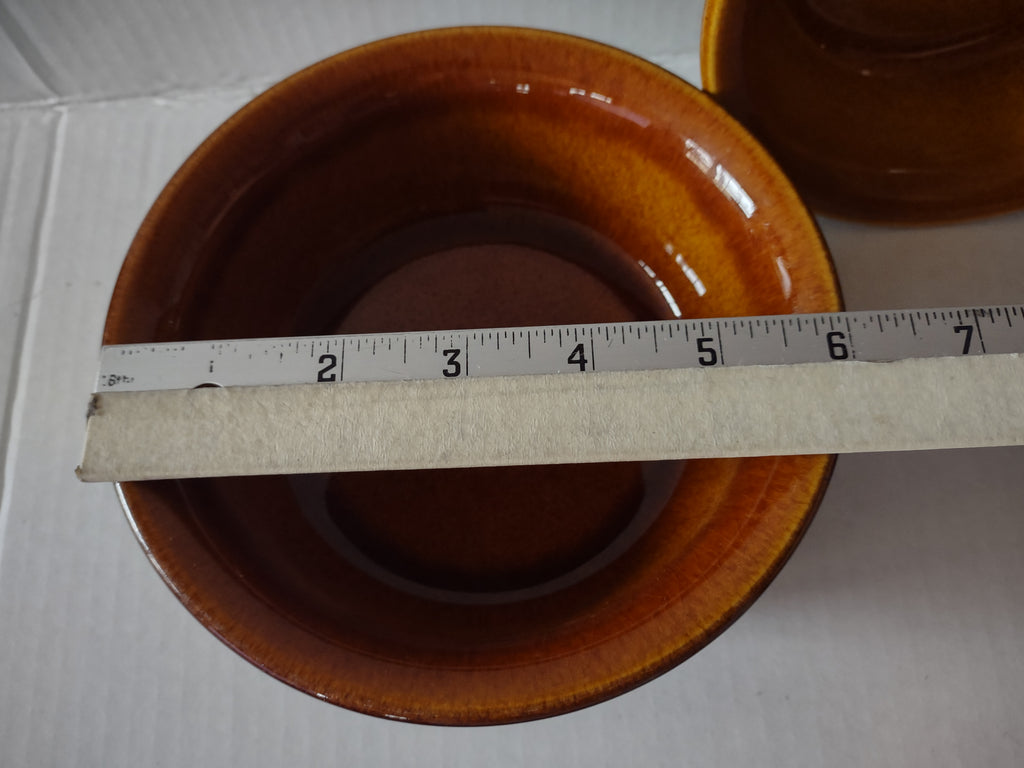 Vintage MCM Ironstone Amber Octagon Soup Bowl x 3 USA Oven Proof (lot 5007)