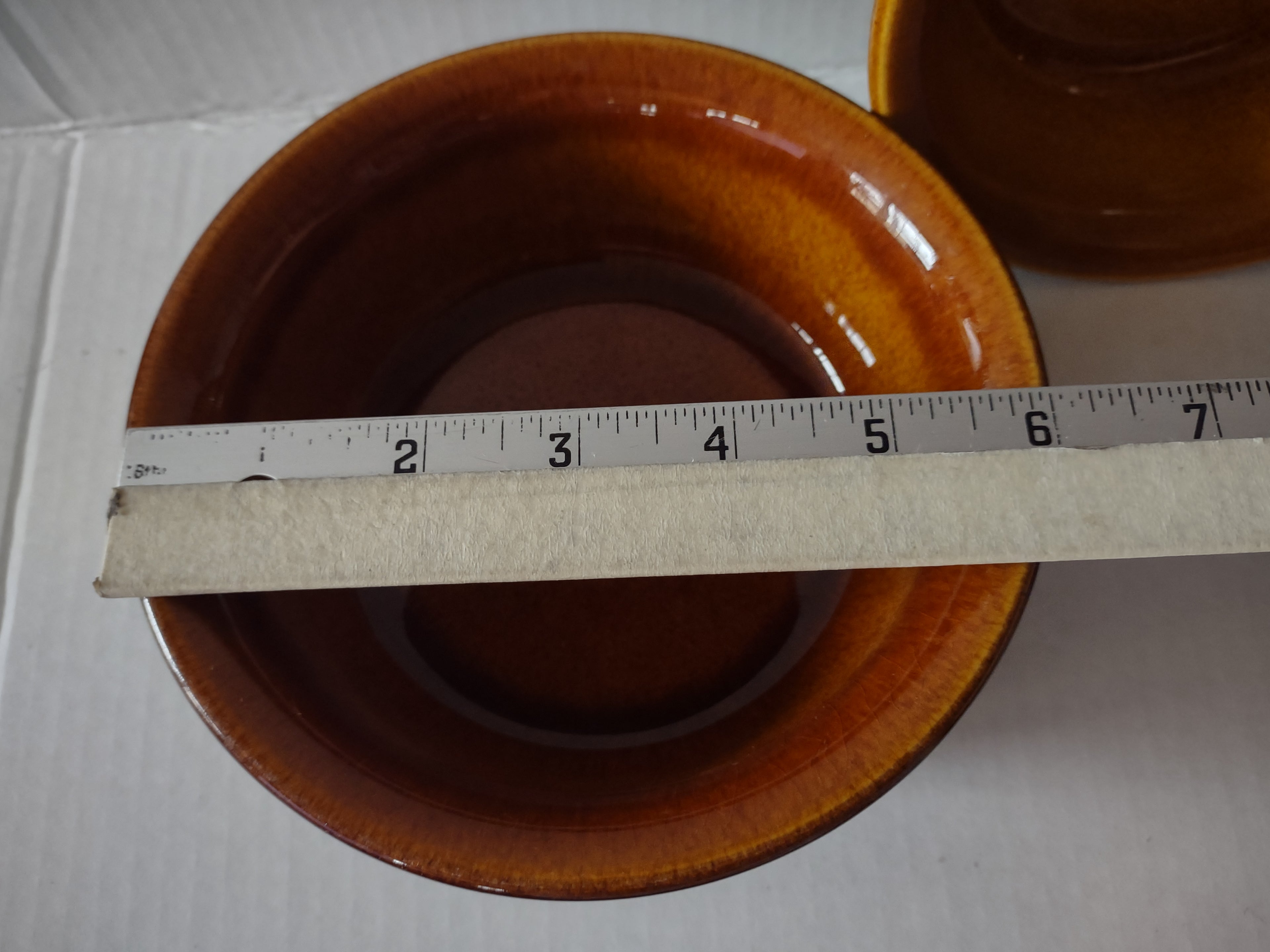 Vintage MCM Ironstone Amber Octagon Soup Bowl x 3 USA Oven Proof (lot 5007)