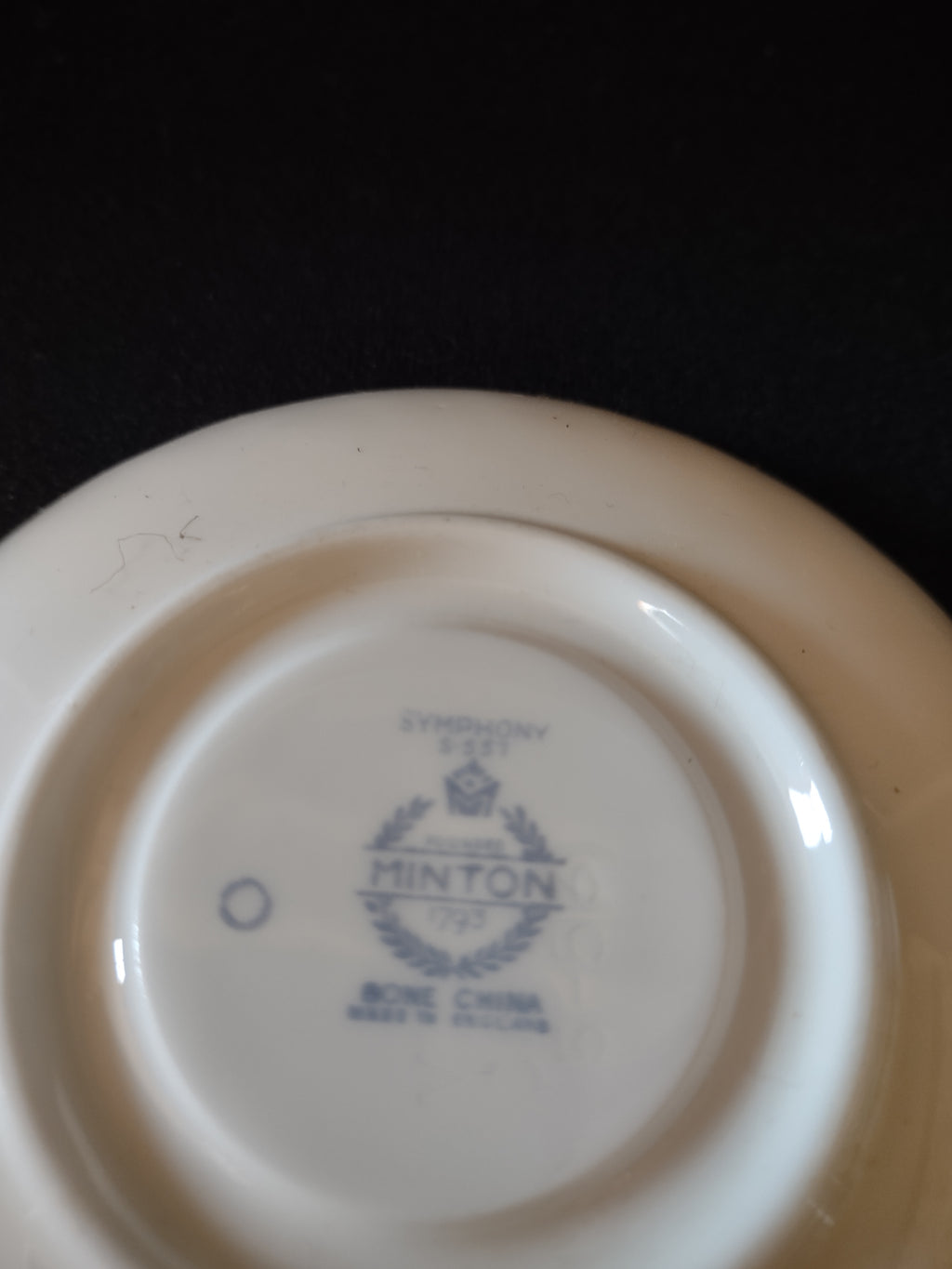 Vintage Minton Symphony Tea Cup Saucer Bone China Blue Leaf Swirl X5 (Lot 5467)