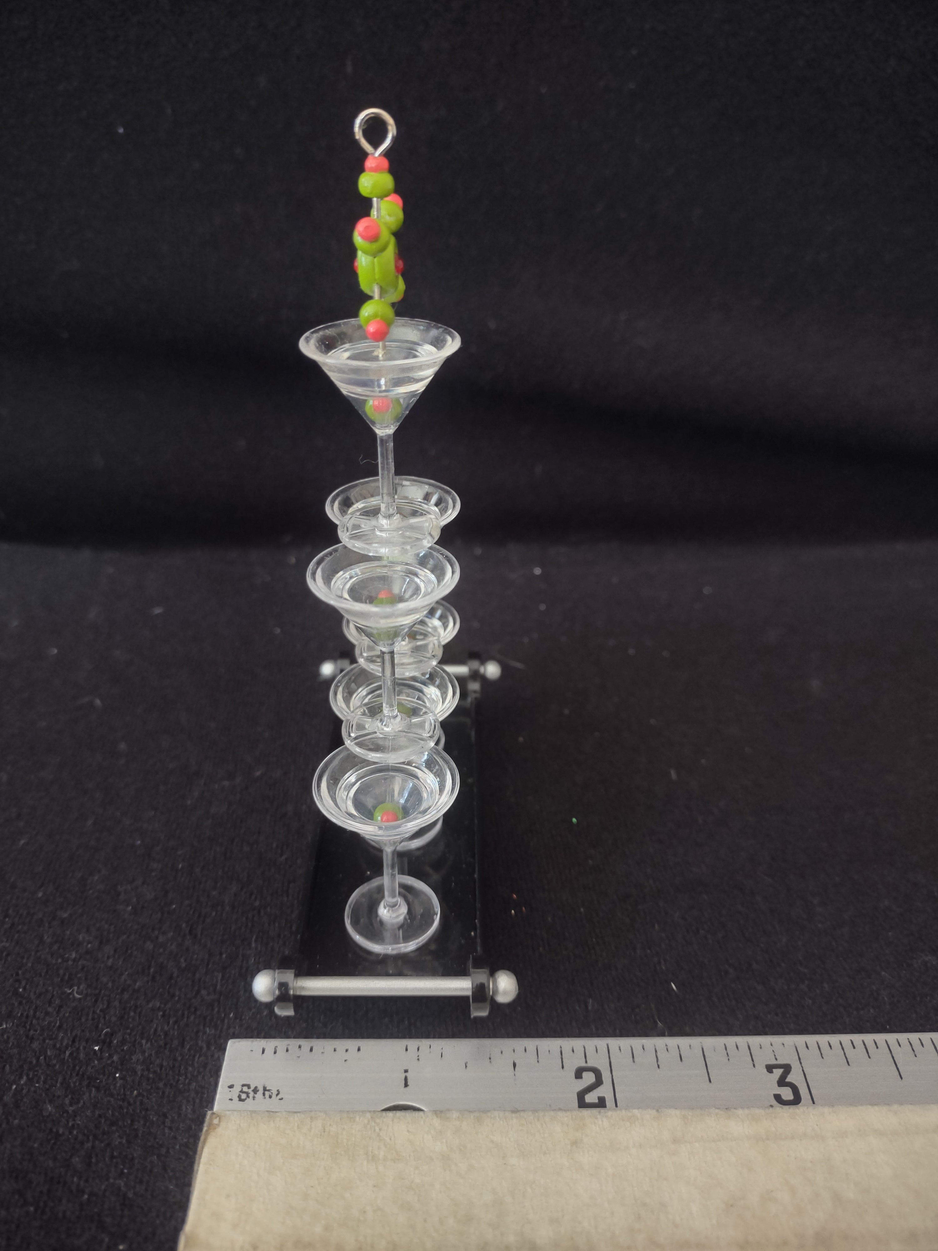 Vintage Christmas Ornament Hallmark Martini Glasses Tray Olive Star (Lot 4179)