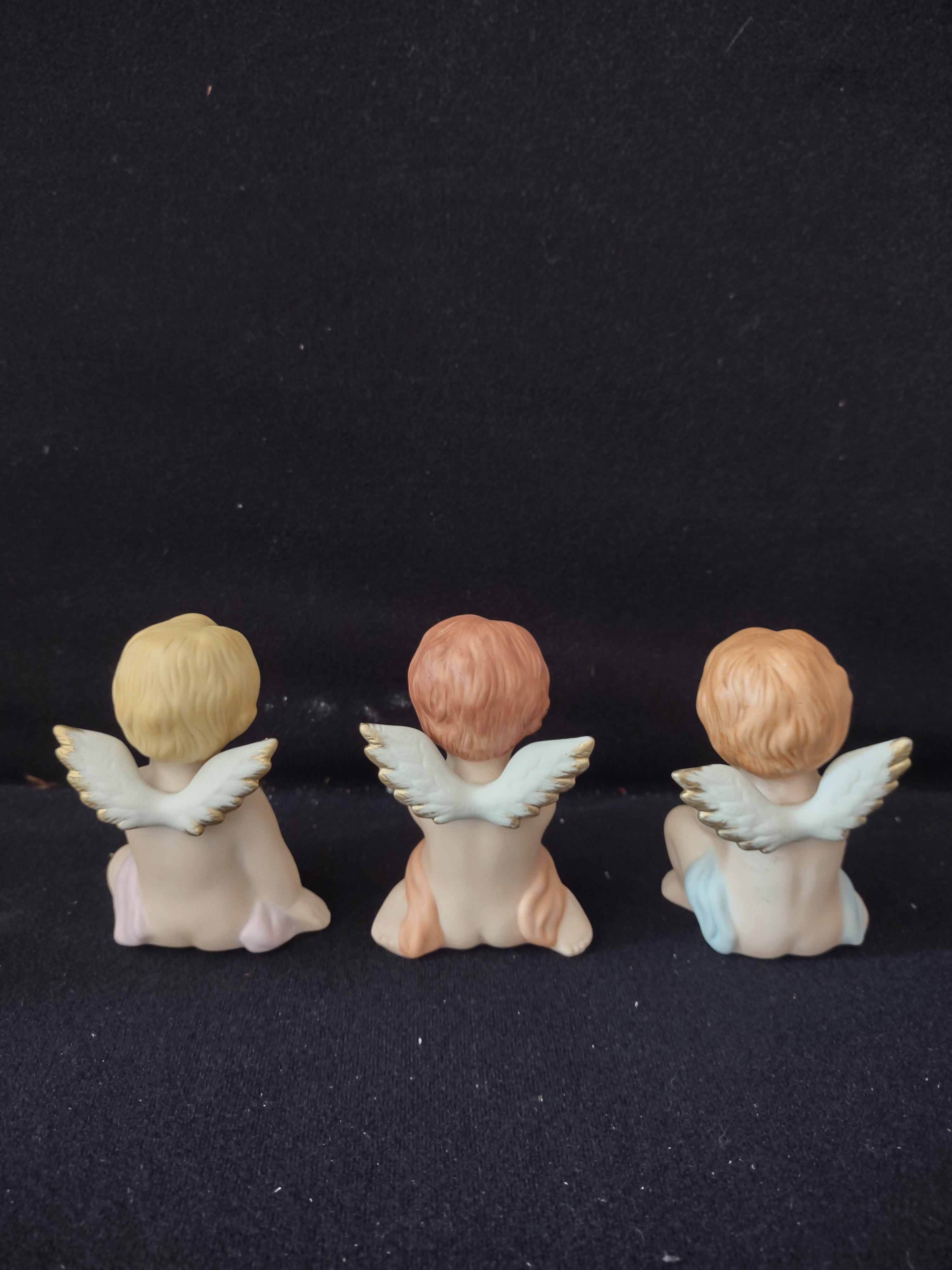 Vintage Homco Heavenly Cherub Angel Figurines Set of 3 (Lot 3947)