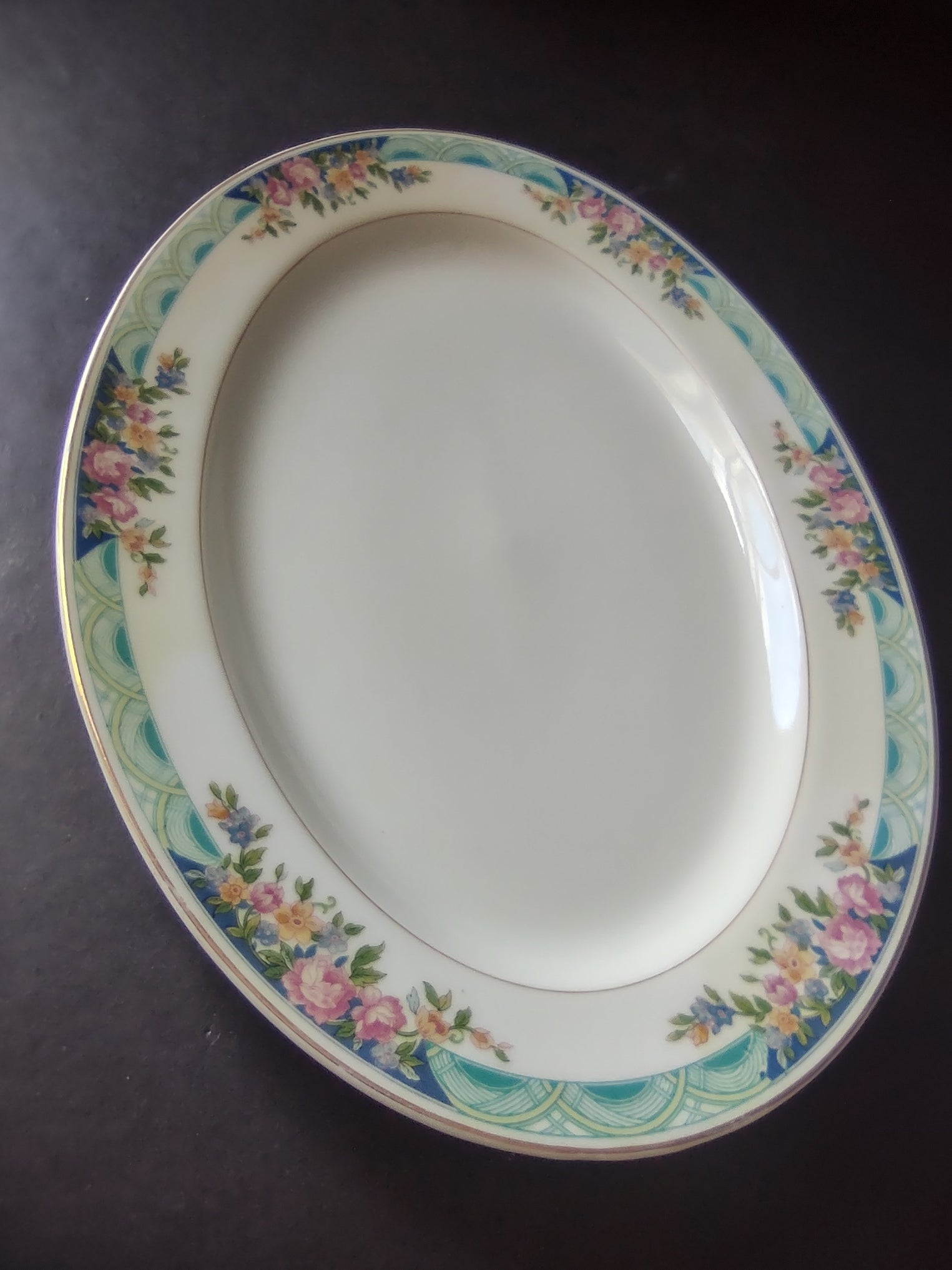 Haviland Limoges Massachusetts Tea Cup with Saucer Blue Floral (lot 937)
