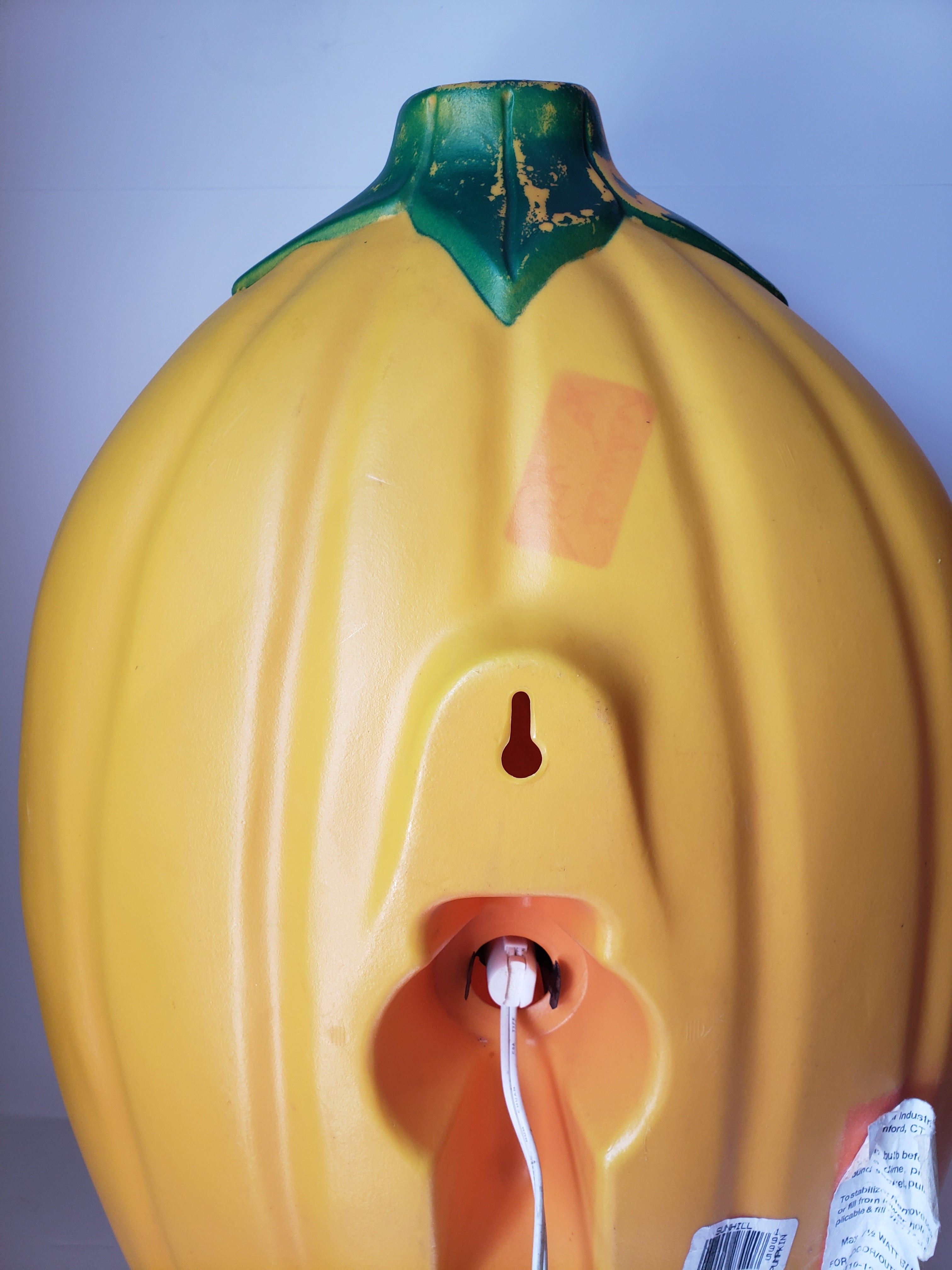 Halloween Plastic Jack O' Lantern Yellow Pumpkin Large Blow Mold 20" (lot 2213)