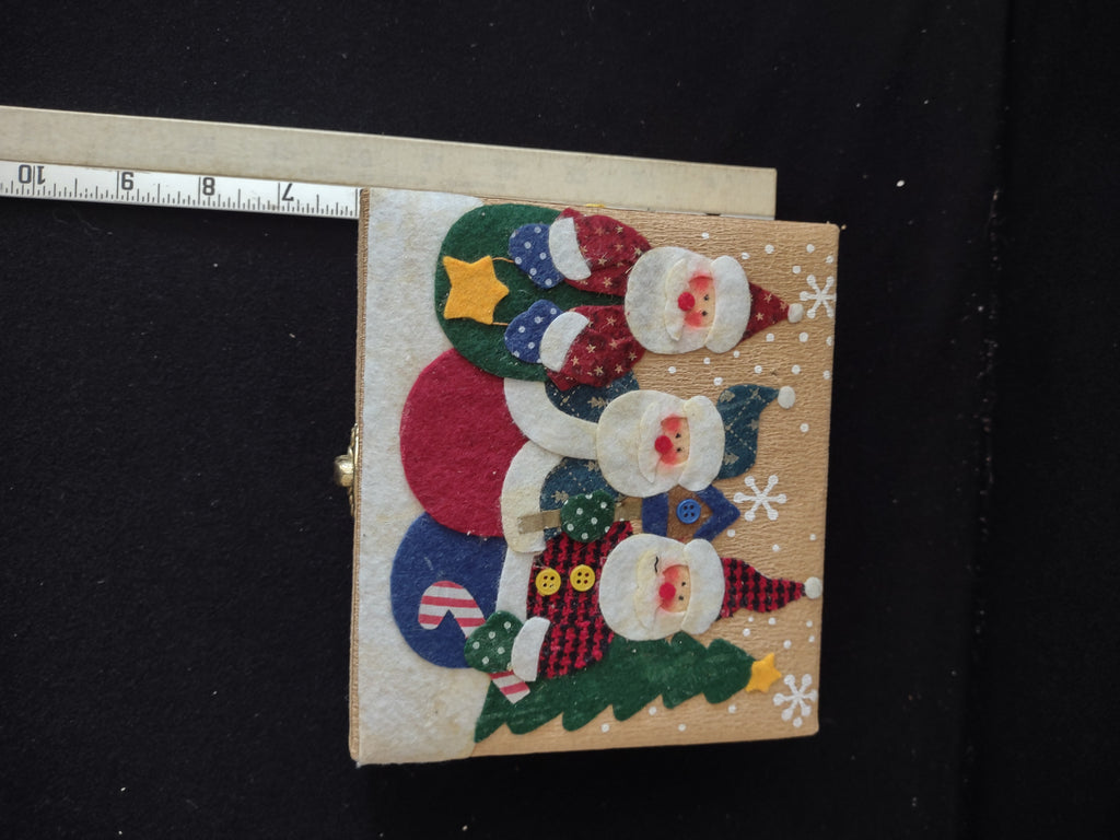 Vintage Felt Santa Snowmen Box 2 Snowmen 2 Angels 1 Santa Ornaments (Lot3707