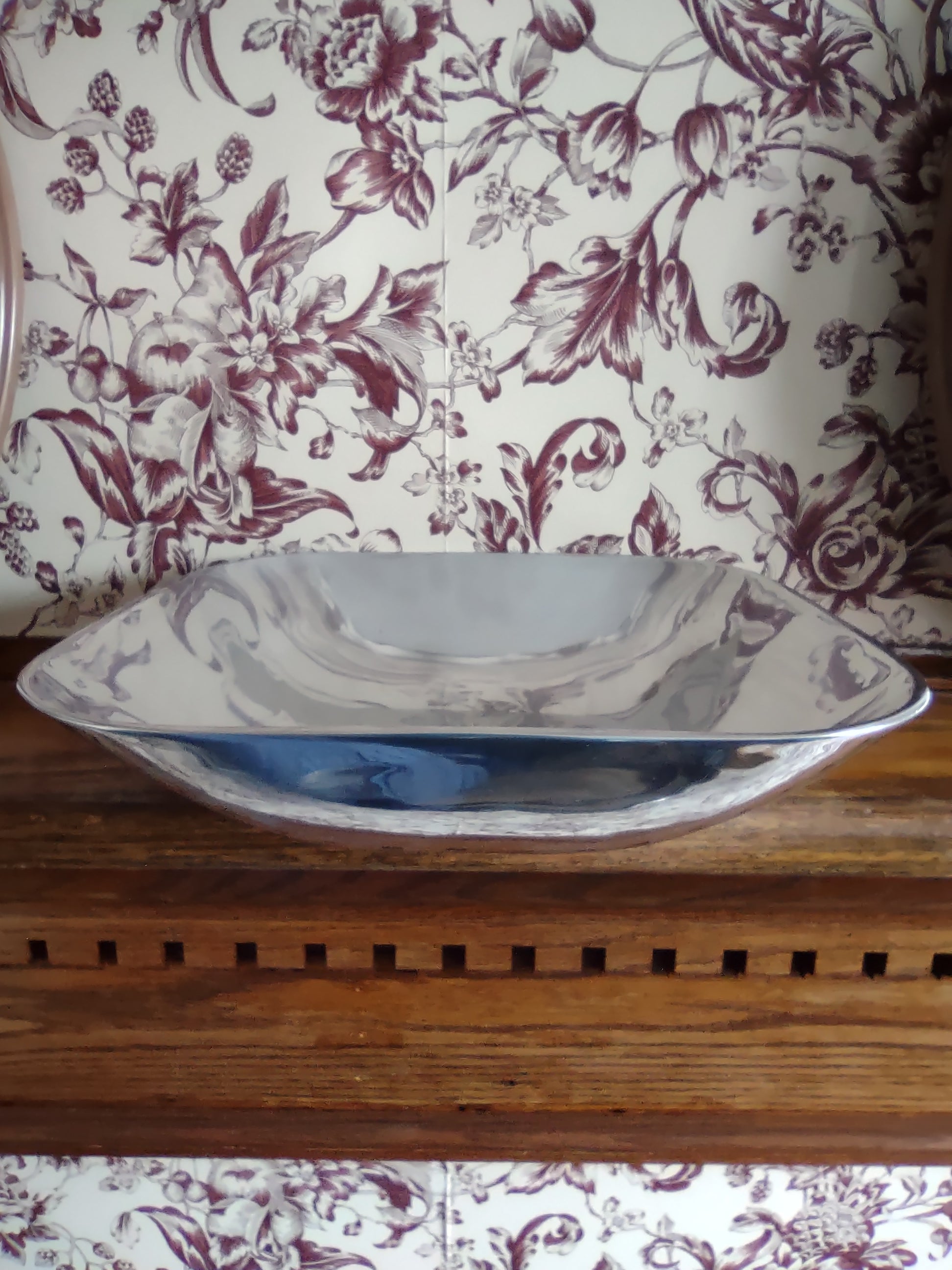 Vintage Manne Pewtertone Large Metal Serving Bowl 1977 Korea (lot 5822)