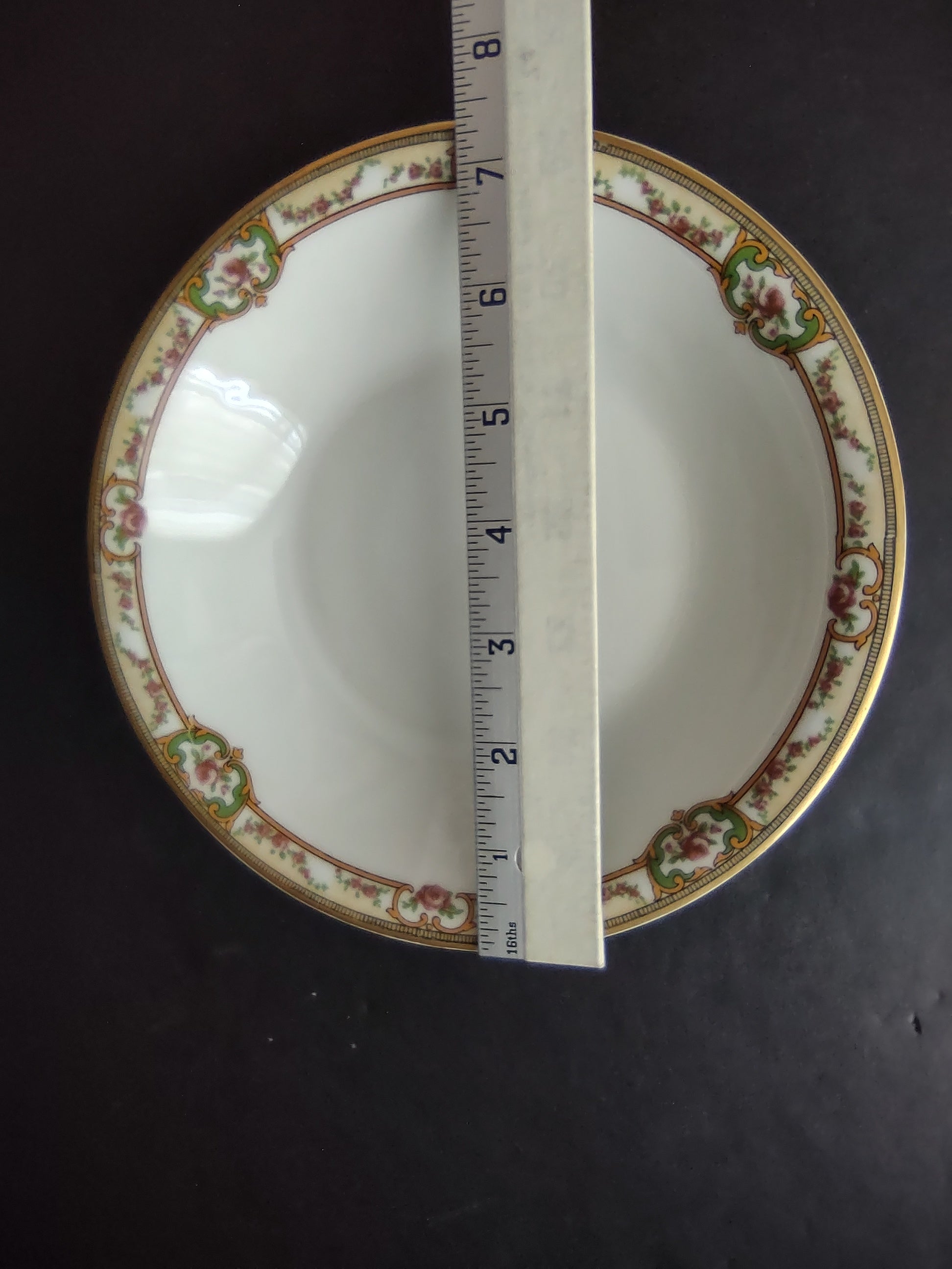 Haviland Limoges Cream Soup Plate 7-12" Gold Trim Rose French Chic (lot 990)