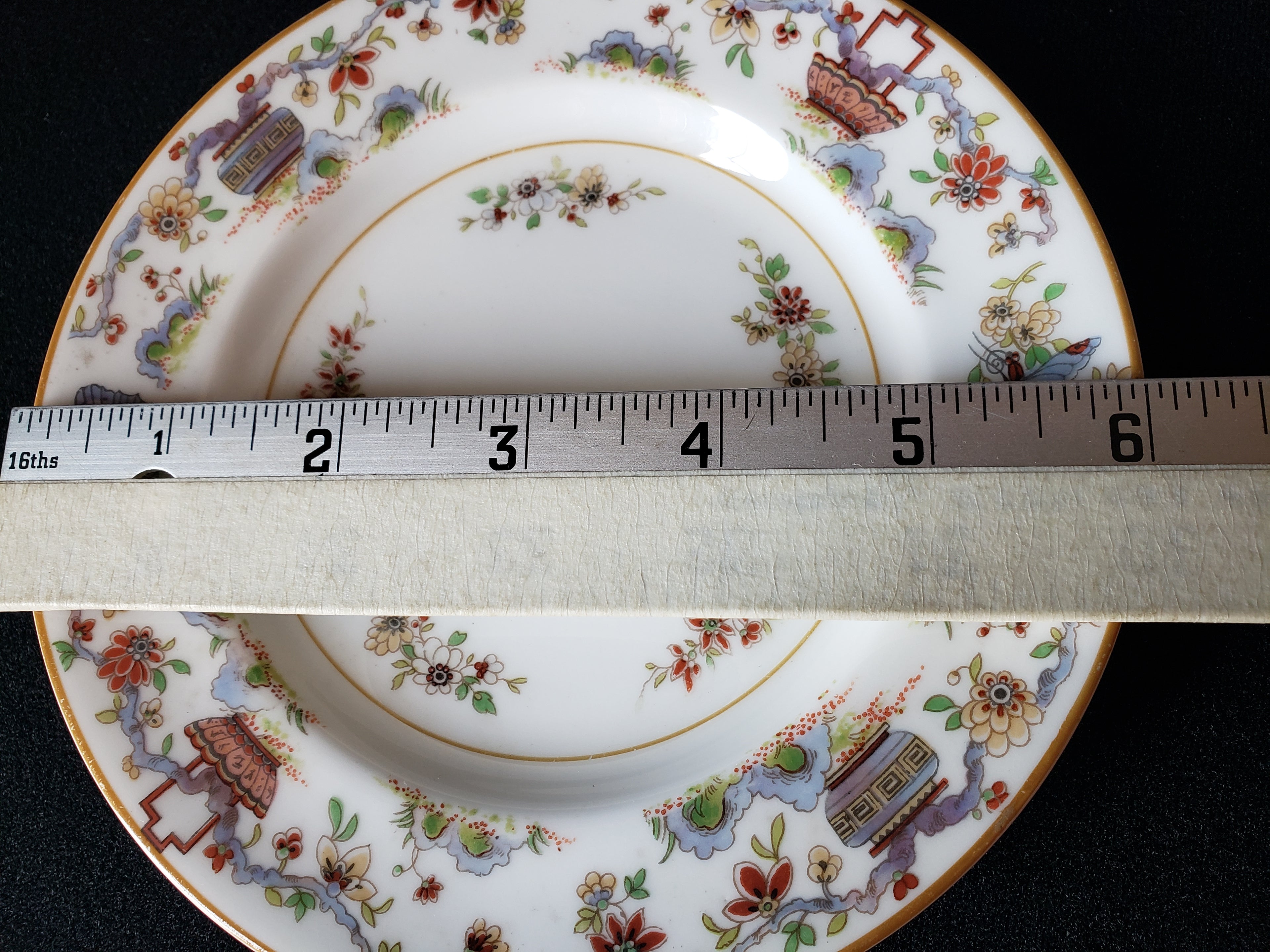 Vintage Royal Worcester Black Higgins Seiter Butterfly Bread Plate 6" (lot 2117)