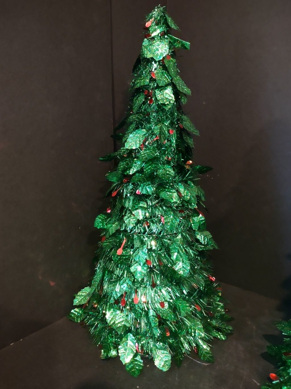 Christmas Tinsel Green Cone Tree Tabletop 18" (lot 3184)
