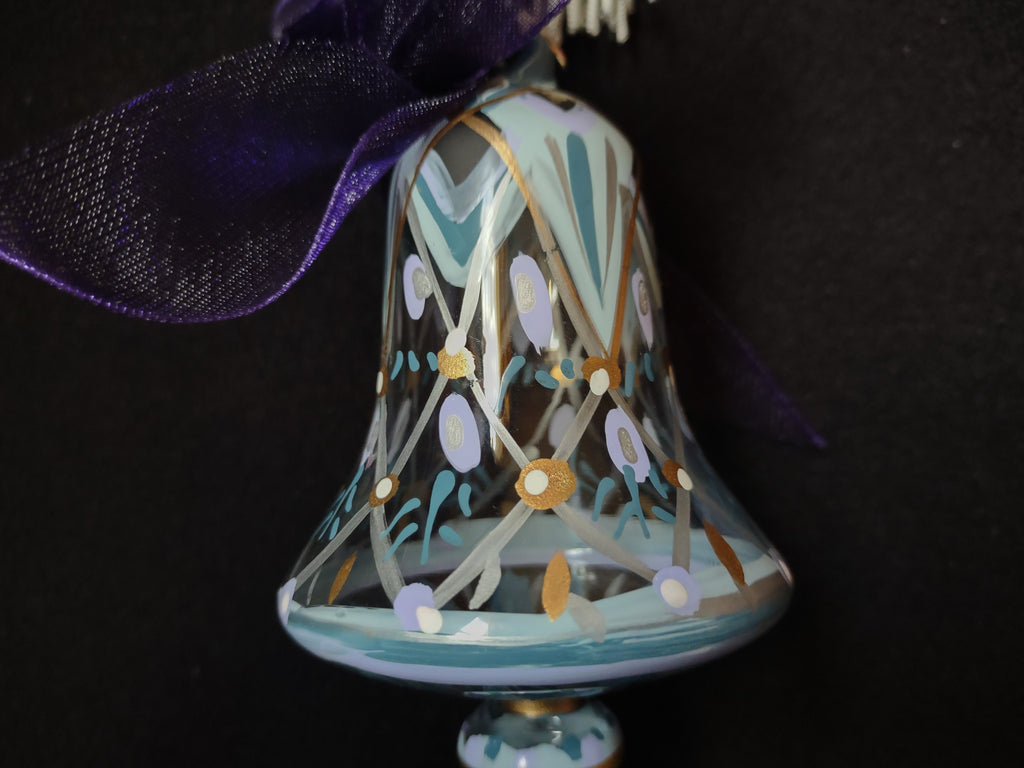 Set of 2 Hand Painted Gems Ornaments Christmas Lenox Green Purple (lot 1634)